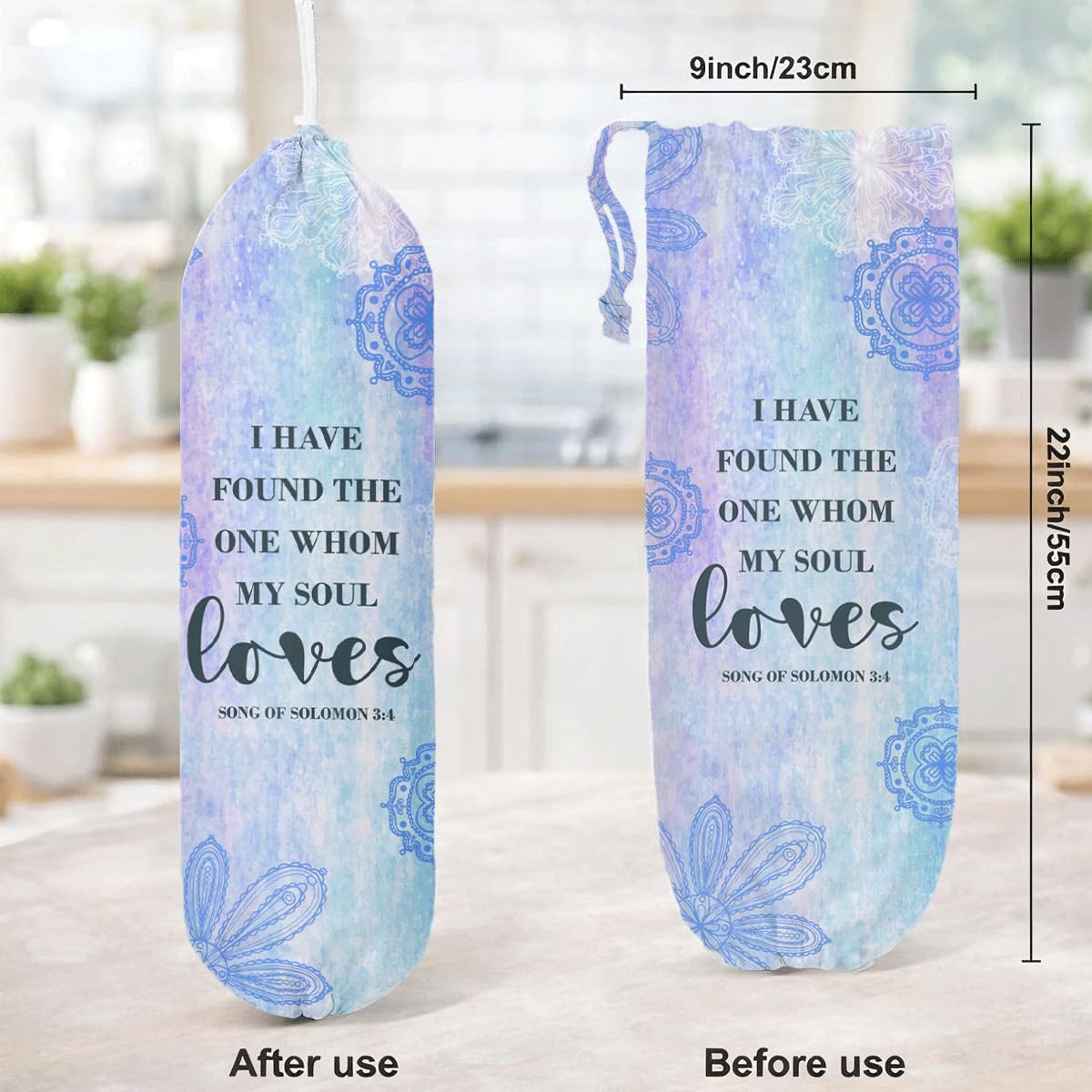Plastic Bag Holder, The Way Page 16 Plastic Bag Holder Christian Decor, Reusable Hanging Trash Bags Dispenser, Christian Kitchen Gifts for Women Plastics Bags Holders with Bible Verse BST202