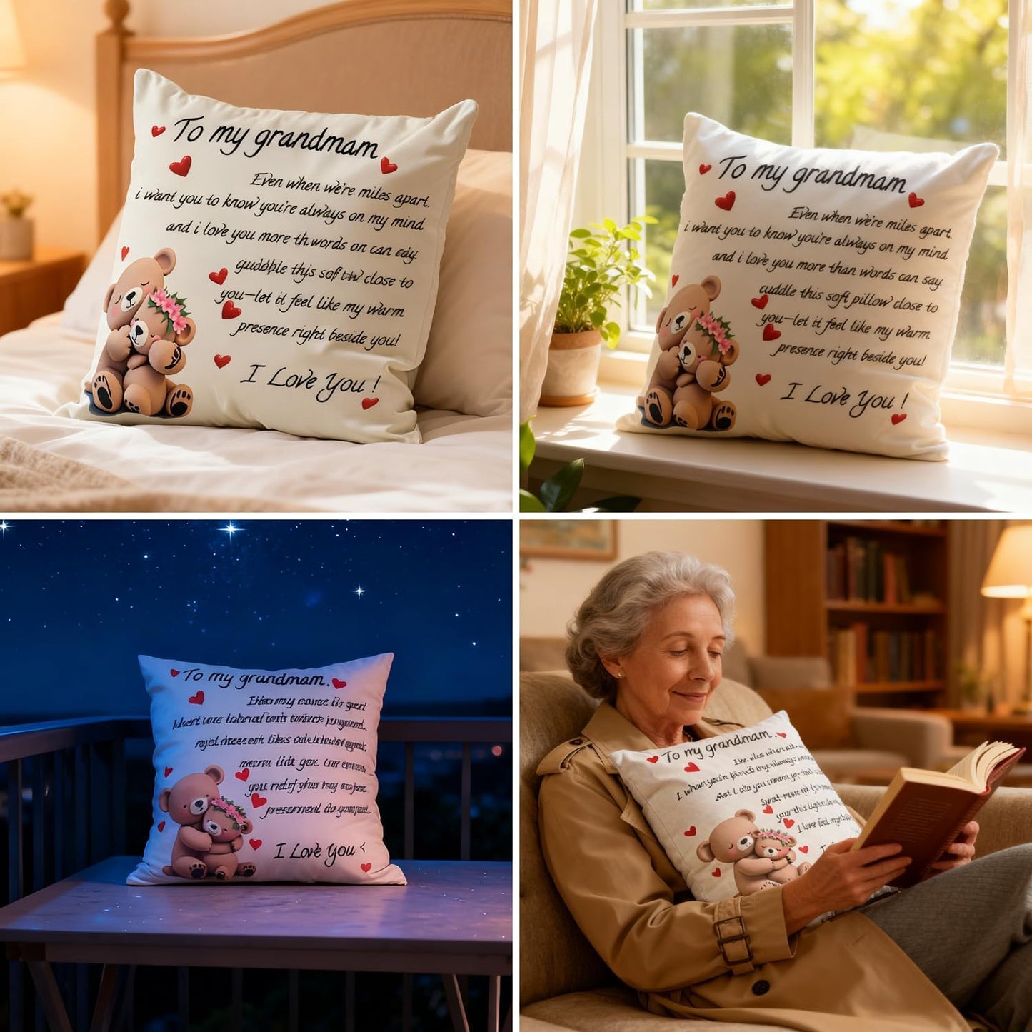 to My Grandmam Throw Pillow Cover - 18x18in Cushion Case, Machine Washable & Easy Care, Ideal for Sofa TV-Watching & Bedside Reading, Adds Warmth to Her Daily Life, Fits Bedroom/Living Room Decor WN420