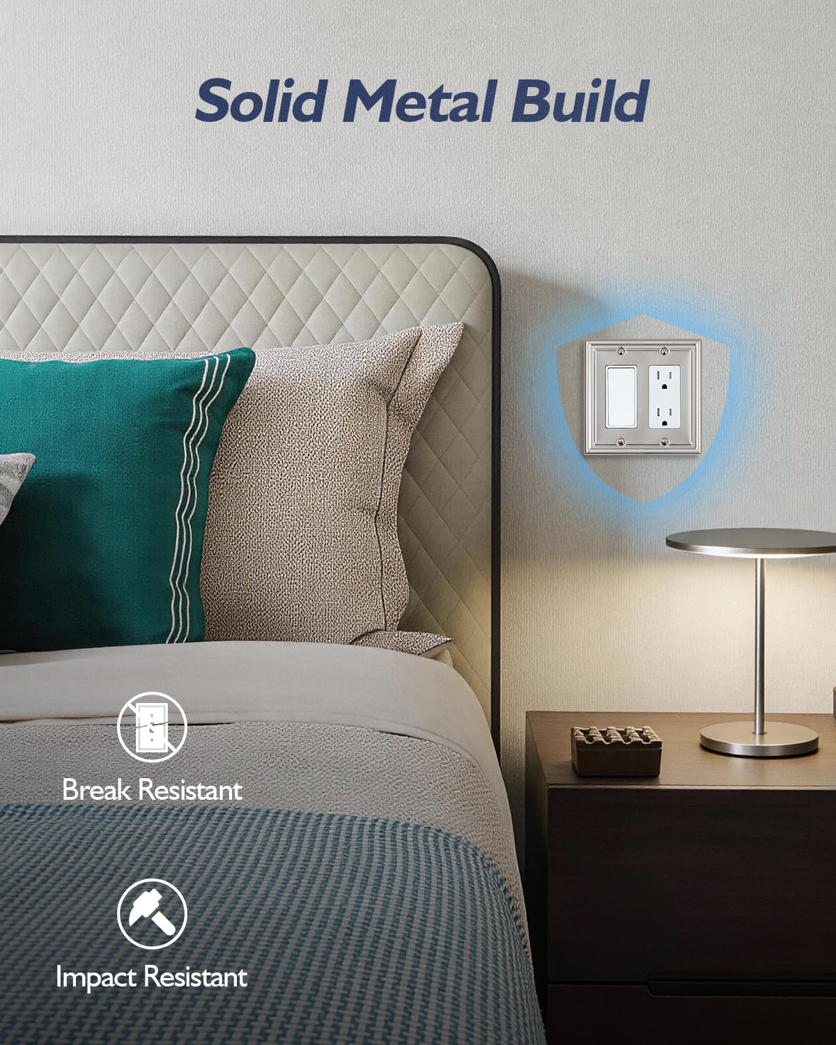 Decorative Metal Wall Plates, Switch Plates Outlet Covers (Off White/1 Decorator 4 Pack) WN420