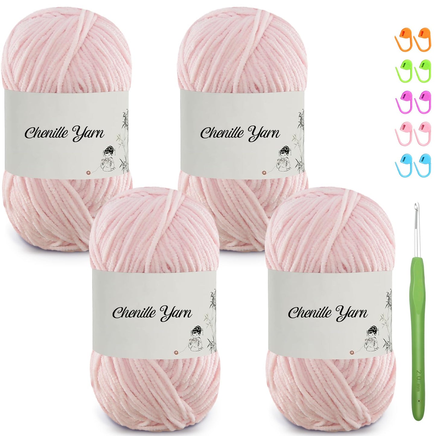 4 Pack of 1.76oz Chenille Yarn for Crocheting,158yards Soft Fluffy Velvet Yarn, Ideal Crochet for DIY Baby Blankets Toys Scarves Throw Pillows Hats Cushions(Purple) BST326L
