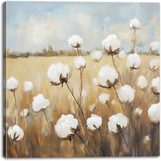 Cotton Canvas Wall Art Rustic Flower Pictures Wall Decor Country Farmhouse Floral Painting Prints Botanical Poster for Living Room Bedroom Bathroom Kitchen Decor Framed(Farm-2,12L x 12W) BST326H