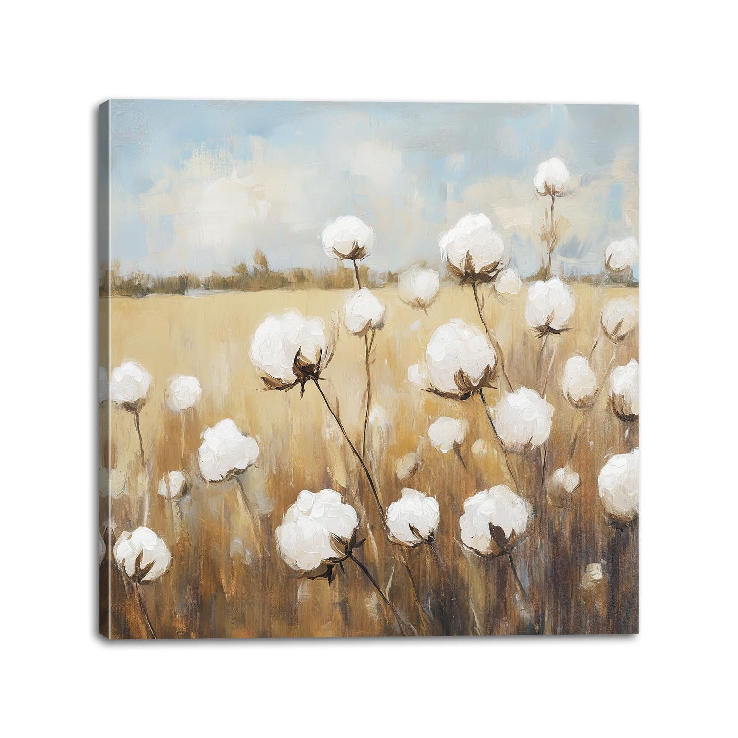 Cotton Canvas Wall Art Rustic Flower Pictures Wall Decor Country Farmhouse Floral Painting Prints Botanical Poster for Living Room Bedroom Bathroom Kitchen Decor Framed(Farm-2,12L x 12W) BST326H