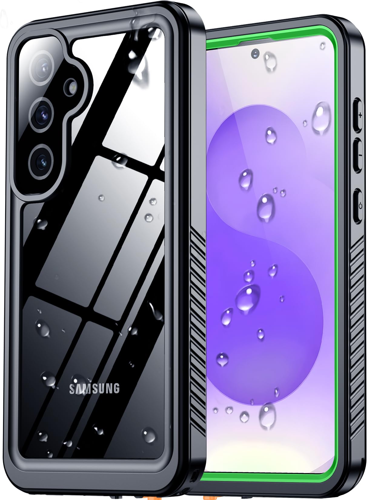 SPIDERCASE Designed for Samsung Galaxy S23 Case Waterproof,Built-in Screen & Camera Lens Protector[IP68 Underwater][Military Grade Shockproof] Full Body Protection Phone Case, Black/Clear WN420