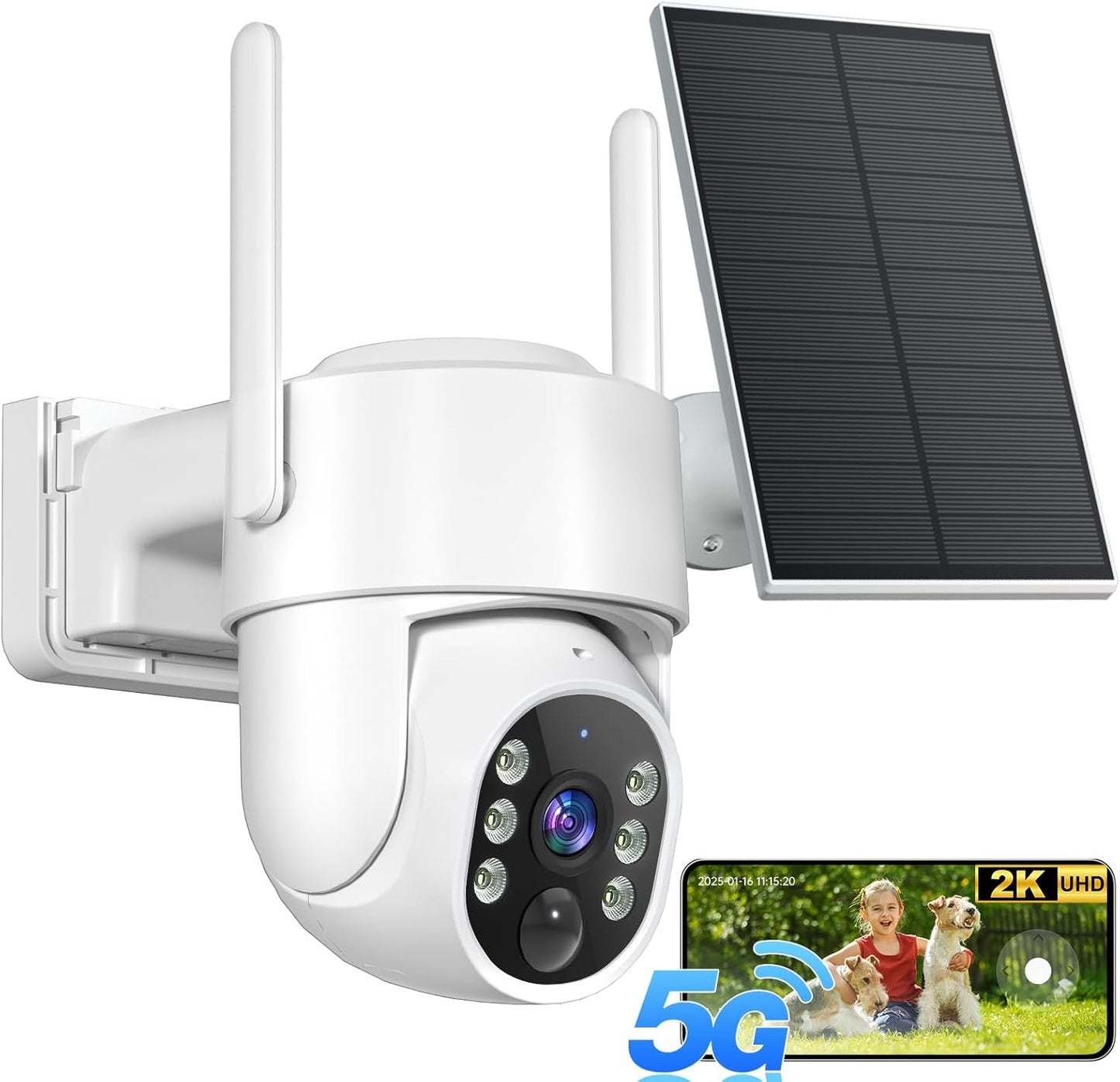 FULL HD 4MP 4G LTE Cellular Camera Wire-Free PTZ Home Security Camera with Solar Power 85