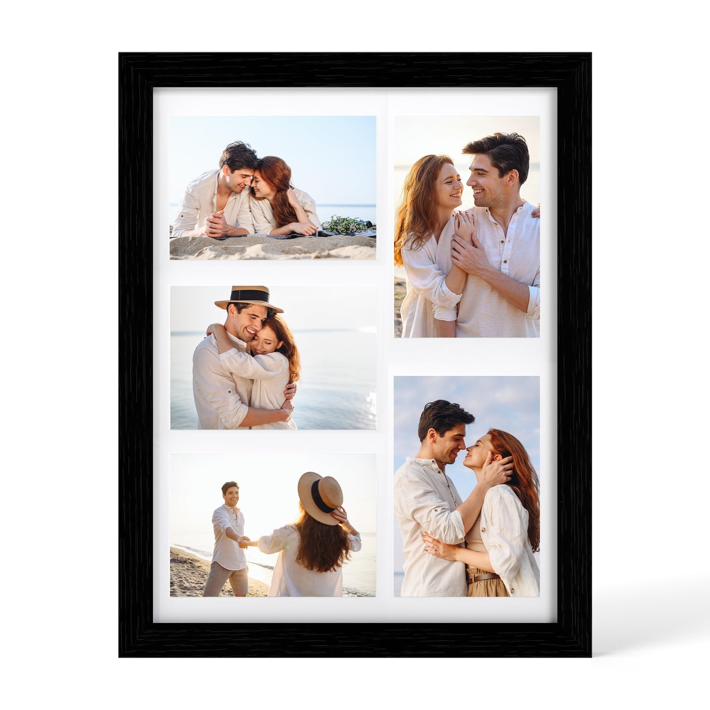 YESKAY 12x16 Picture Frame - 12 x 16 Photo Frame Made of Solid Oak Wood and Real Glass,Display Picture 4 Opening 5x7 with Mat or 12x16 Without Mat for Wall Mounting(Color Walnut) BST326H