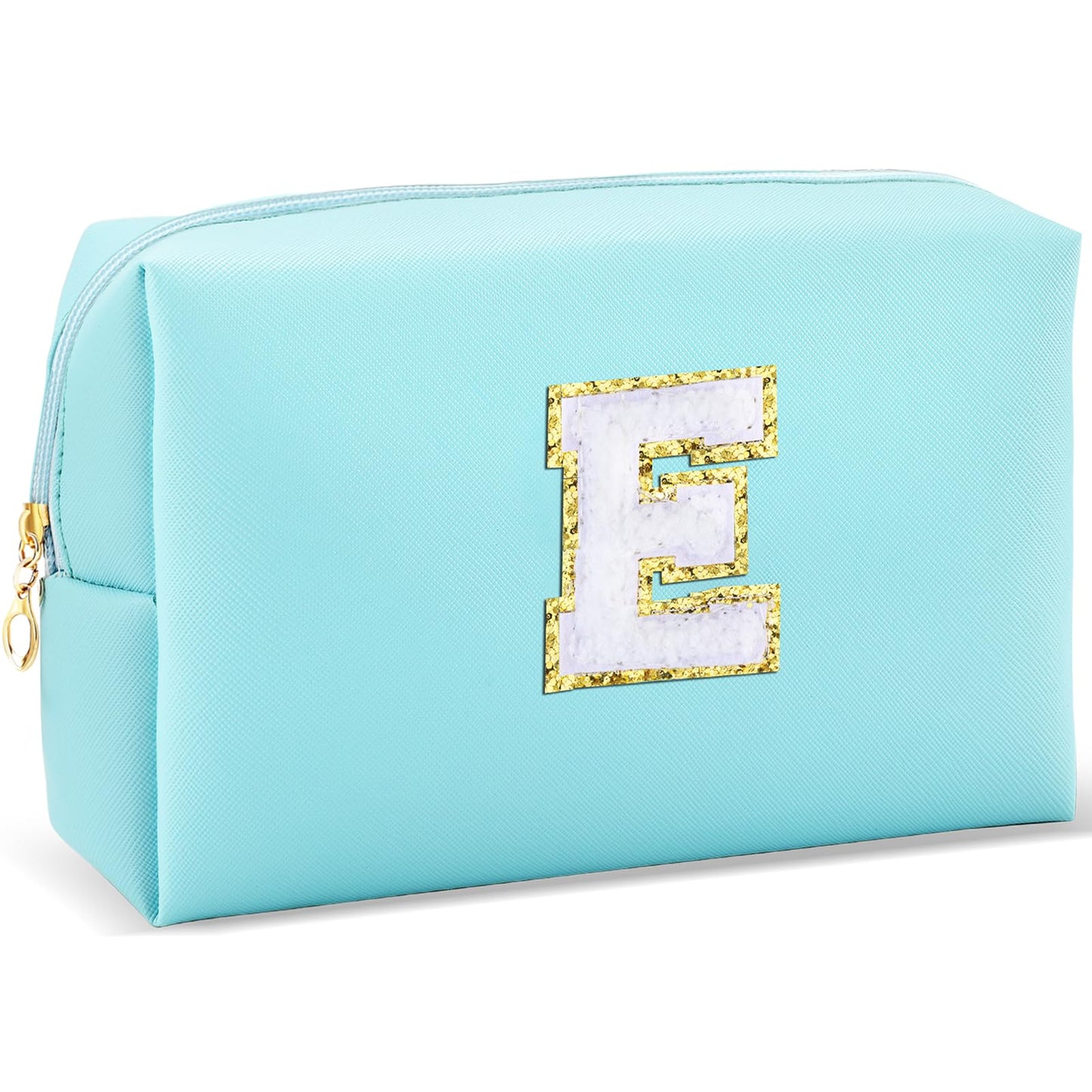 URSKYTOUS Gifts for Girls Initial Makeup Bag Personalized Cosmetic Bag with Zipper Cute Travel Toiletry Bag Waterproof PU Preppy Makeup Pouch Birthday Gift for Teen Girls Women(Blue P) BST326L