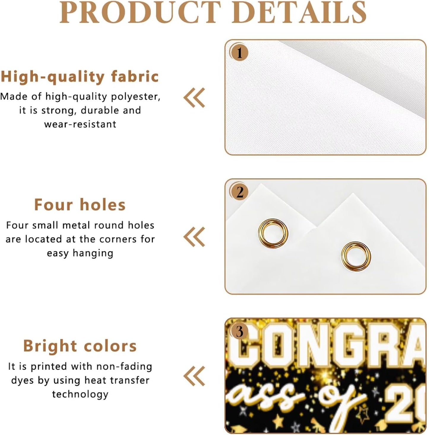 Graduation Decorations 2026 Grad Banner Backdrop Class of 2026 Graduation Party Supplies Gold BST202
