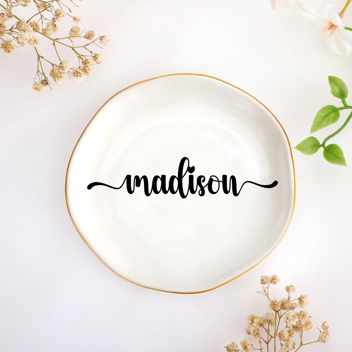 JoycuFF Initial B Ceramic Jewelry Tray, Bridesmaid Bride Gifts, Mothers Day Christmas Anniversary Engagement Birthday Gifts for Women Couples, Trinket Dish for Rings Earrings Necklaces Bracelets Keys BST202