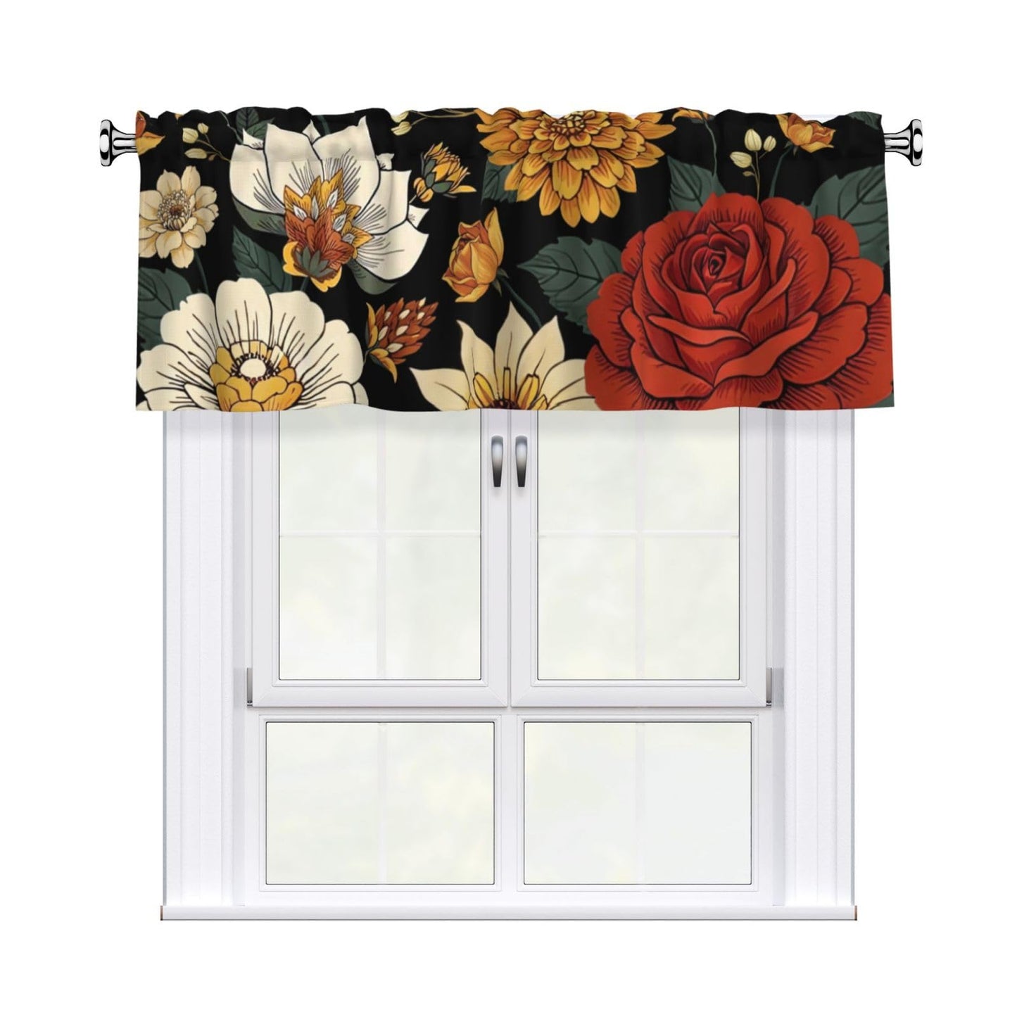 Easter Valances for Windows - Pink Spring Cafe Curtains Floral Bunny Short Curtains for Living Room Bathroom Bedroom Basement BST202
