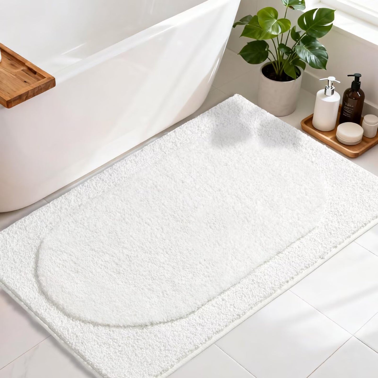 DEXDE Bathroom Rugs Non-Slip Mat for Bathroom Floor Shower,24x16 Beige | Thick Soft Absorbent Bath Mat, Quick Dry Microfiber Rug, Machine Washable Shower Floor Bathroom Mat Home Decor Accessories BST220