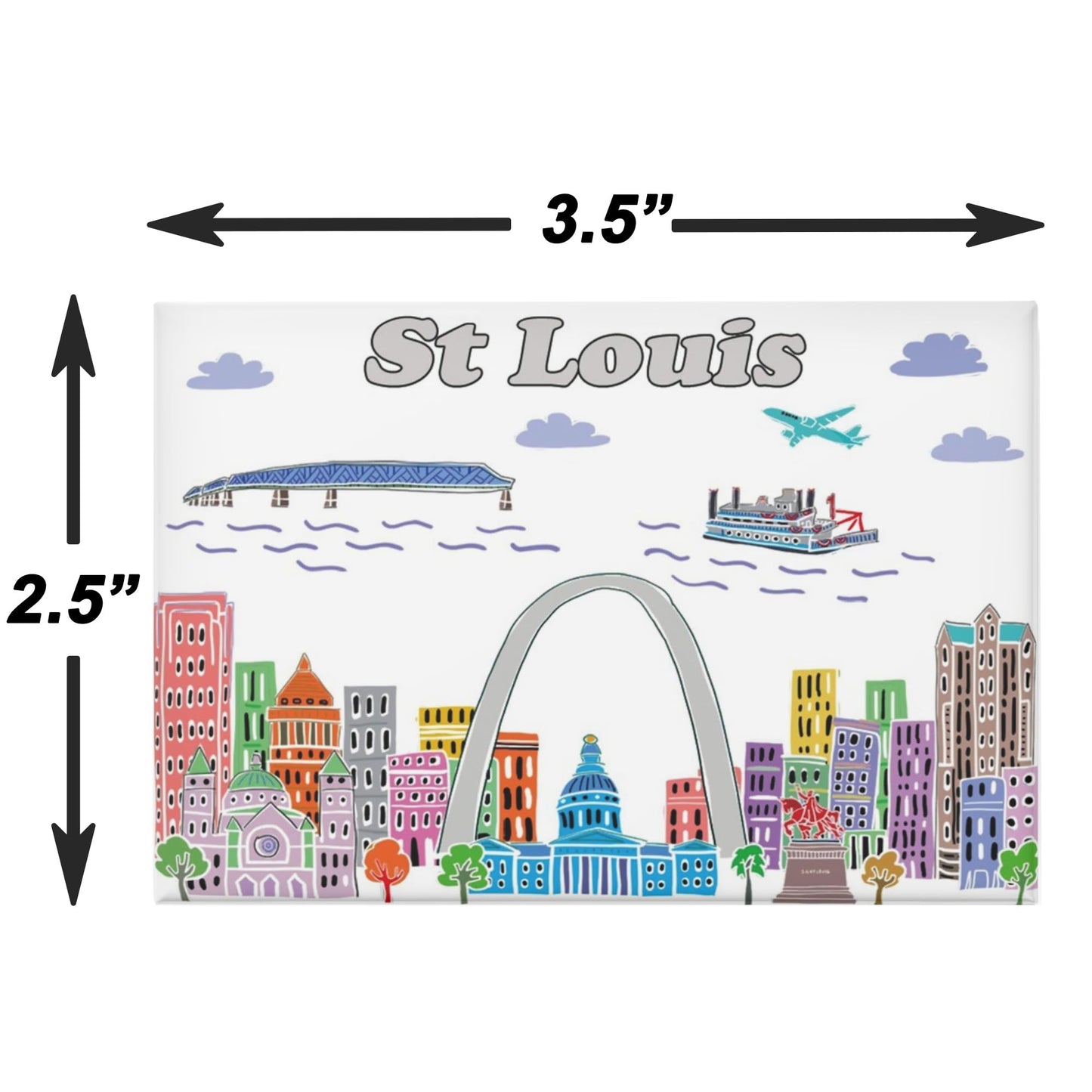 City Themed Artwork Magnet Collection by Beary Blu - Designed in The USA, Collectible Souvenirs Gifts 2.5" x 3.5" (Dallas) BST220