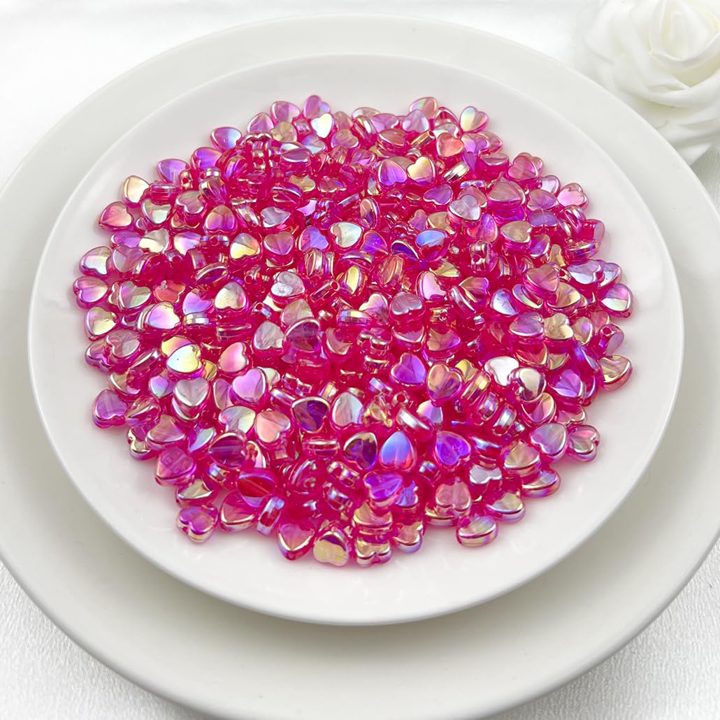 500Pcs Acrylic Heart Beads, AB Colors Heart Shape Beads Crystal Heart Beads for Jewelry Making DIY Bracelet Earring Necklace Key Chains(90-Light Lake Blue AB) BST220