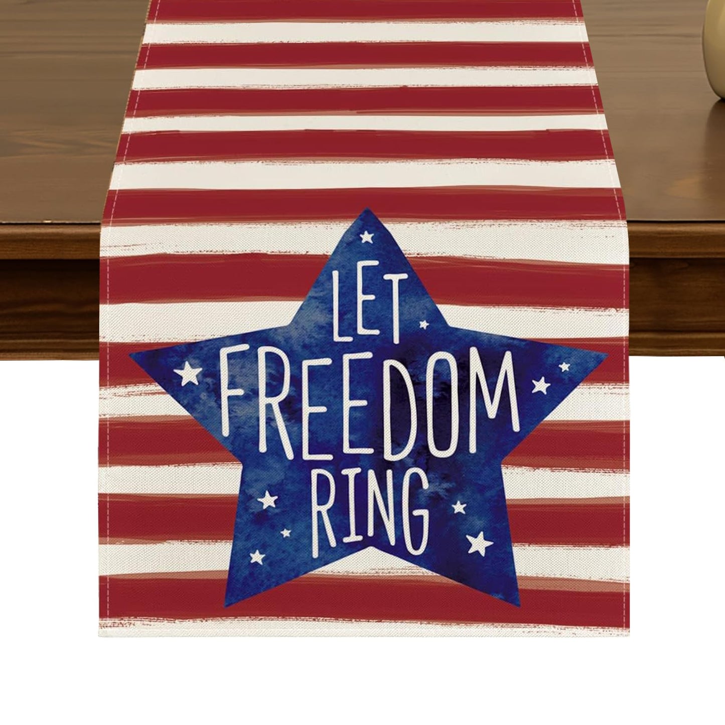 Patriotic Blue Red Stars 4th of July Table Runner 13x72 Inch Seasonal Kitchen Dining Table Decor for Indoor Outdoor Farmhouse Home Party Decoration ZQ119 BST326H
