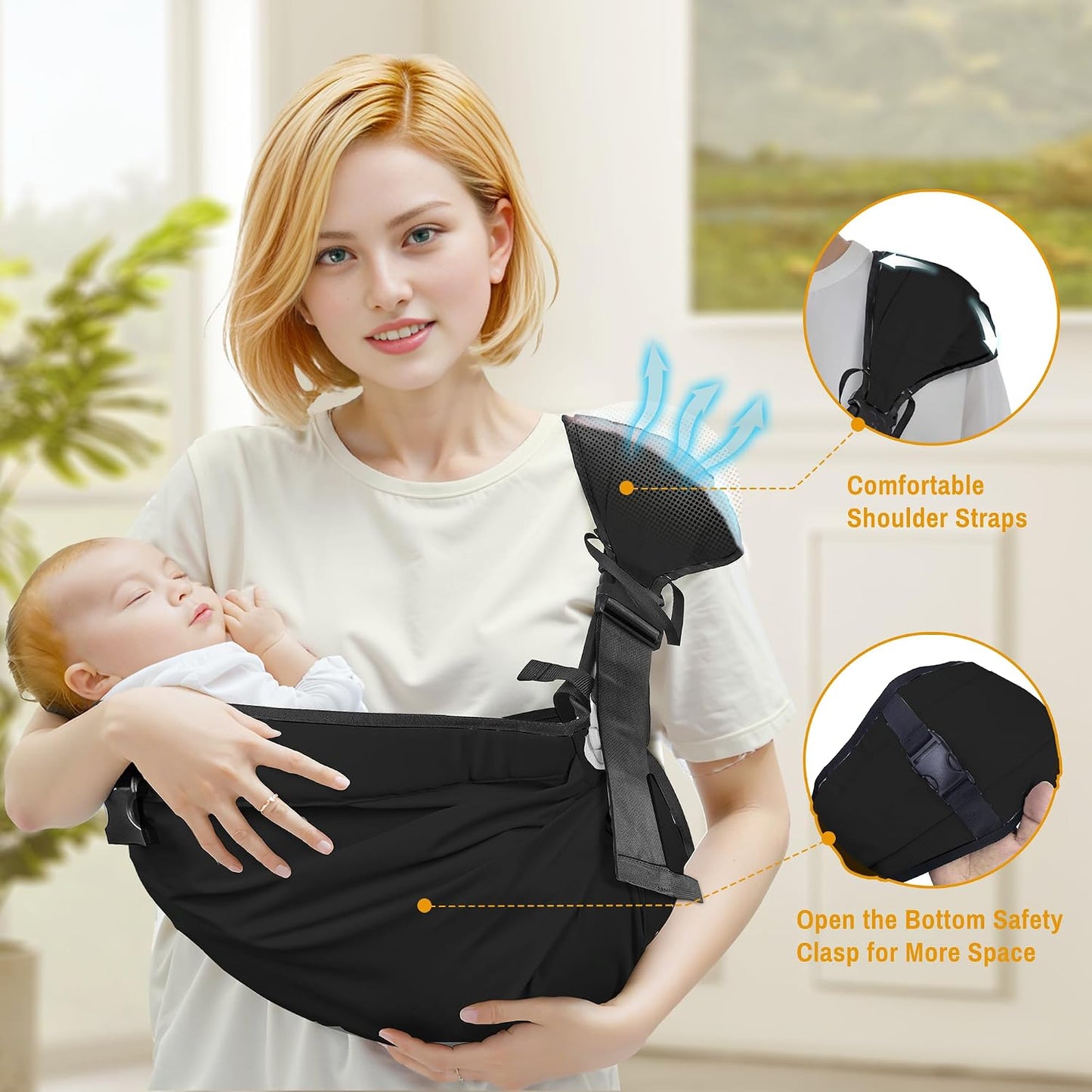 Baby Carrier Newborn to Toddler,Adjustable & Lightweight Baby Sling Carrier,Toddler Carrier 25-60 lbs,Ideal for Home,Shopping,and Travel WN420