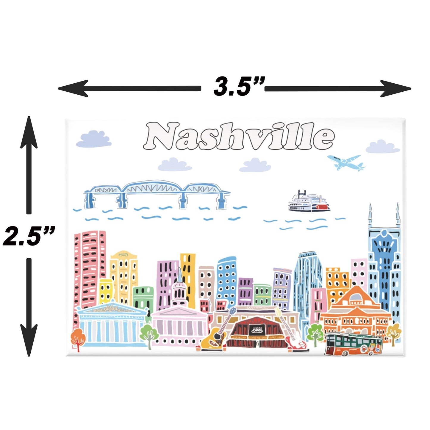 City Themed Artwork Magnet Collection by Beary Blu - Designed in The USA, Collectible Souvenirs Gifts 2.5" x 3.5" (Dallas) BST220