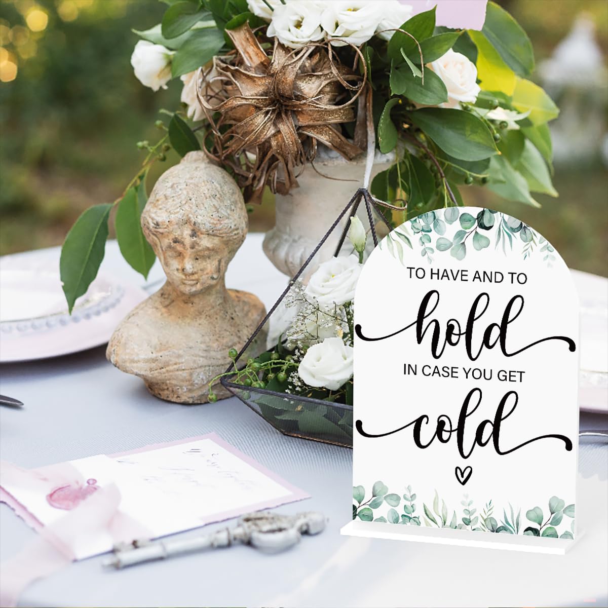 Acrylic Wedding Sign Bubble Send Off Signs for Ceremony Modern Calligraphy Arch Acrylic Table Top Signs for Wedding Reception and Event Party Table Decor (White Eucalyptus Leaves) BST326L
