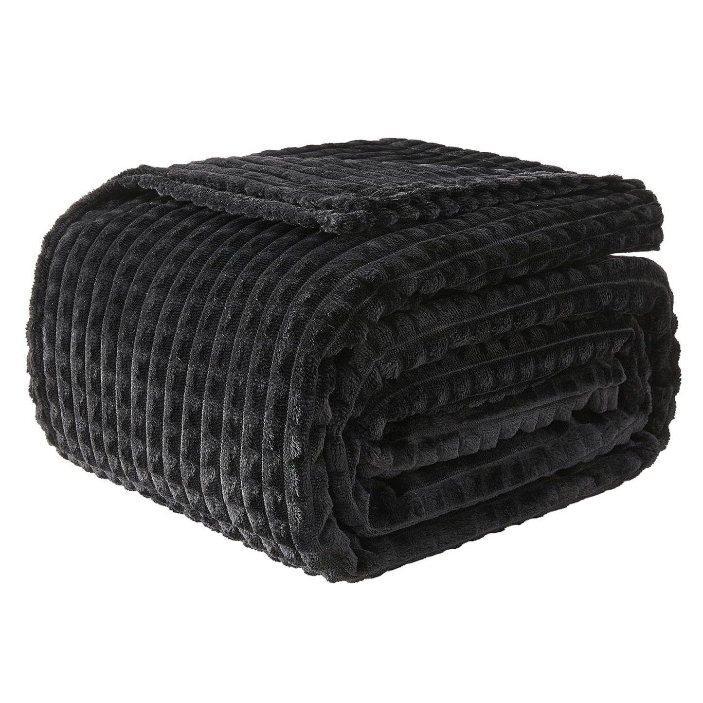 EMME Fleece Blanket, 3D Jacquard Throw Blanket for Couch and Bed, Soft Cozy and Fluffy Blankets Lightweight Luxury Flannel with Waffle Design (Navy Blue, 50" x 60") BST202