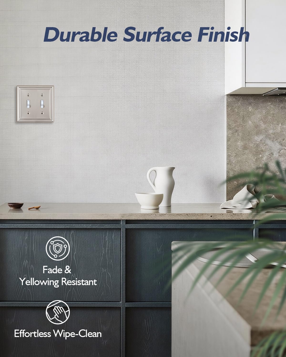 Decorative Metal Wall Plates, Switch Plates Outlet Covers (Off White/1 Decorator 4 Pack) WN420