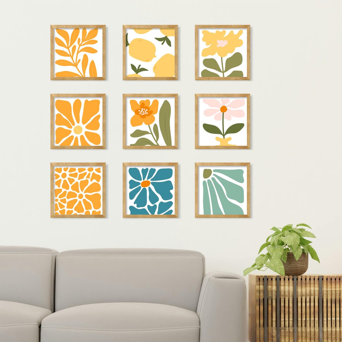 YESKAY 8x10 Picture Frame Set of 9, Display Pictures 5x7 with Mat or 8 x 10 Without Mat, Multi Photo Frames for Wall Mounting or Table Top Display, Blue BST326H