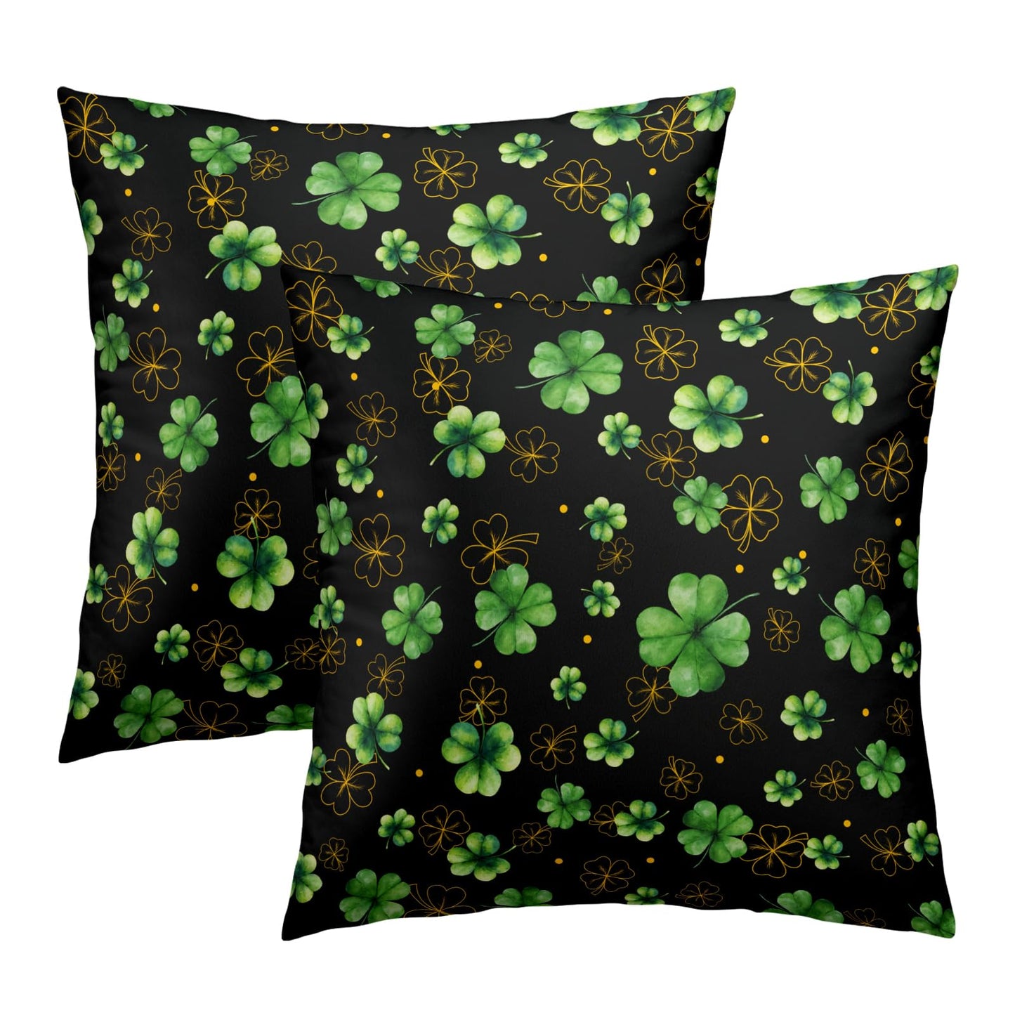 St. Patrick's Day Pillow Cover - Shamrock Throw Pillow Covers 18x18 Set of 2 Green Beige Decorative Pillowcases for Couch Sofa Bedroom BST202
