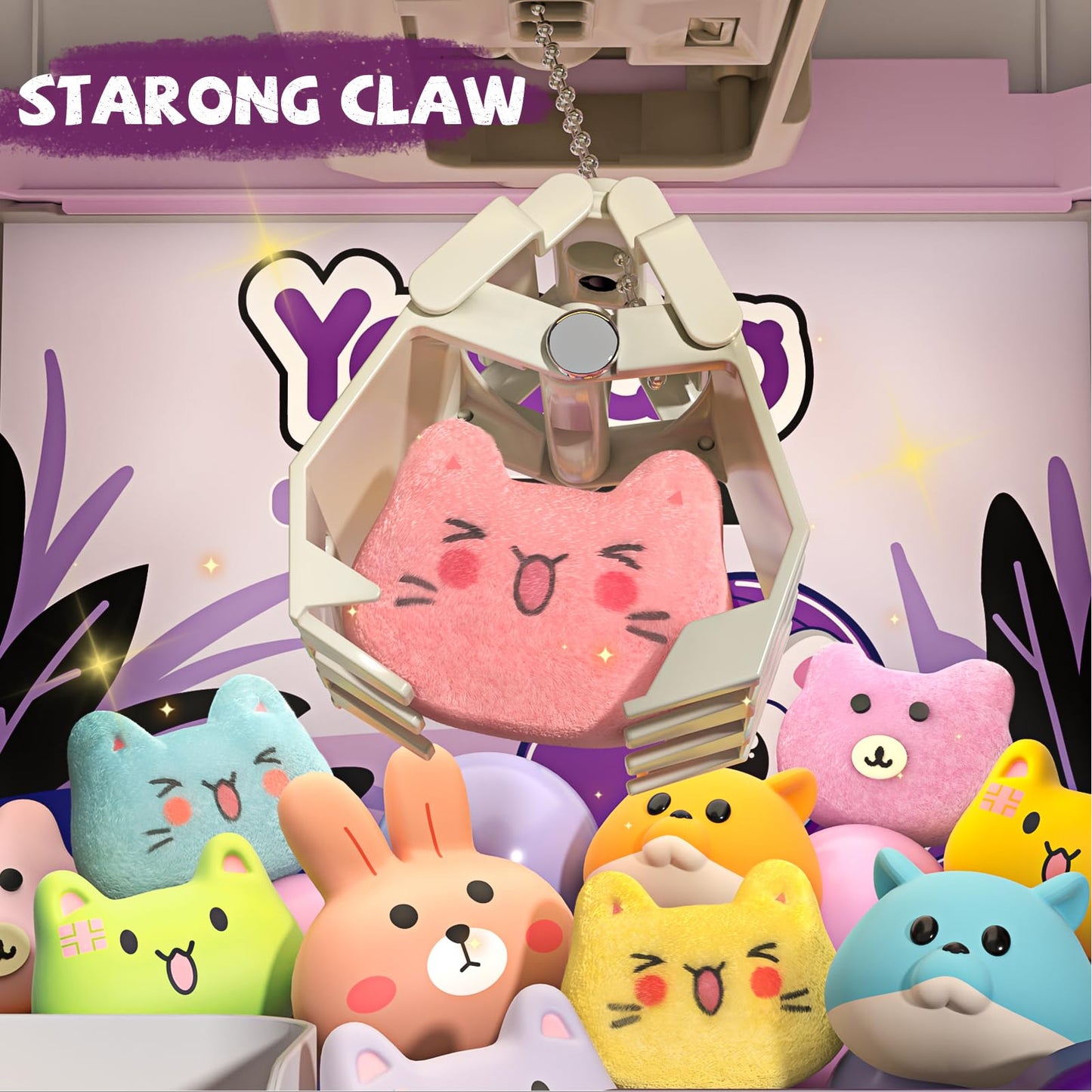 64 PCS Large Claw Machine for Kids Bunny, Vending Machine Toys for Girls 5 6 7 8 Year Old, Candy and Prize Electronic Dispenser Game Ages 5-7 6-8, Birthday Gift for 3 4 5 6 Year Old DD1210