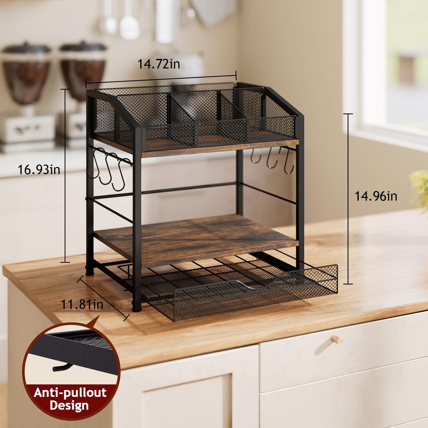 Homsorout Coffee Bar Organizer - Countertop Coffee Station N28