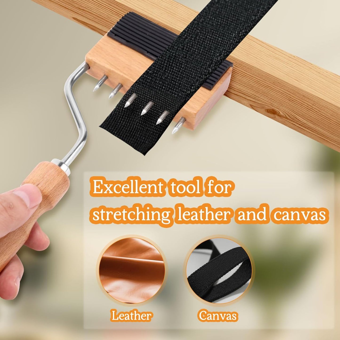 Webbing Stretcher Tool, Wood Handle Webbing Gooseneck Puller Stretcher Practical Upholstery Tool Suitable for Leather Carpet Canvas Furniture Repair BST326H