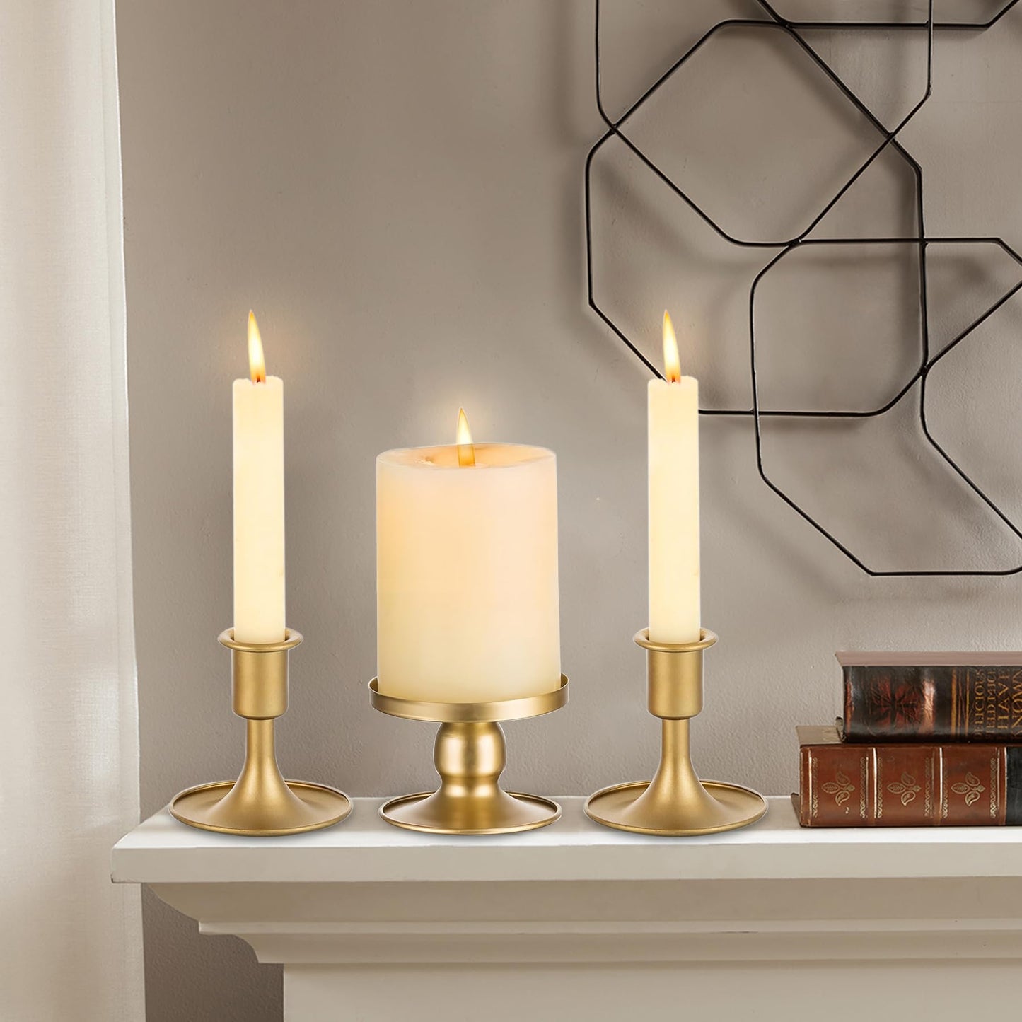 Unity Candle Holder - Unity Candle Holders for Weddings, Metal Unity Candlestick Holder Set of 3, Decorative Unity Candle Stand for Wedding Ceremony Table Centerpiece Decoration Gift (Silver) BST202