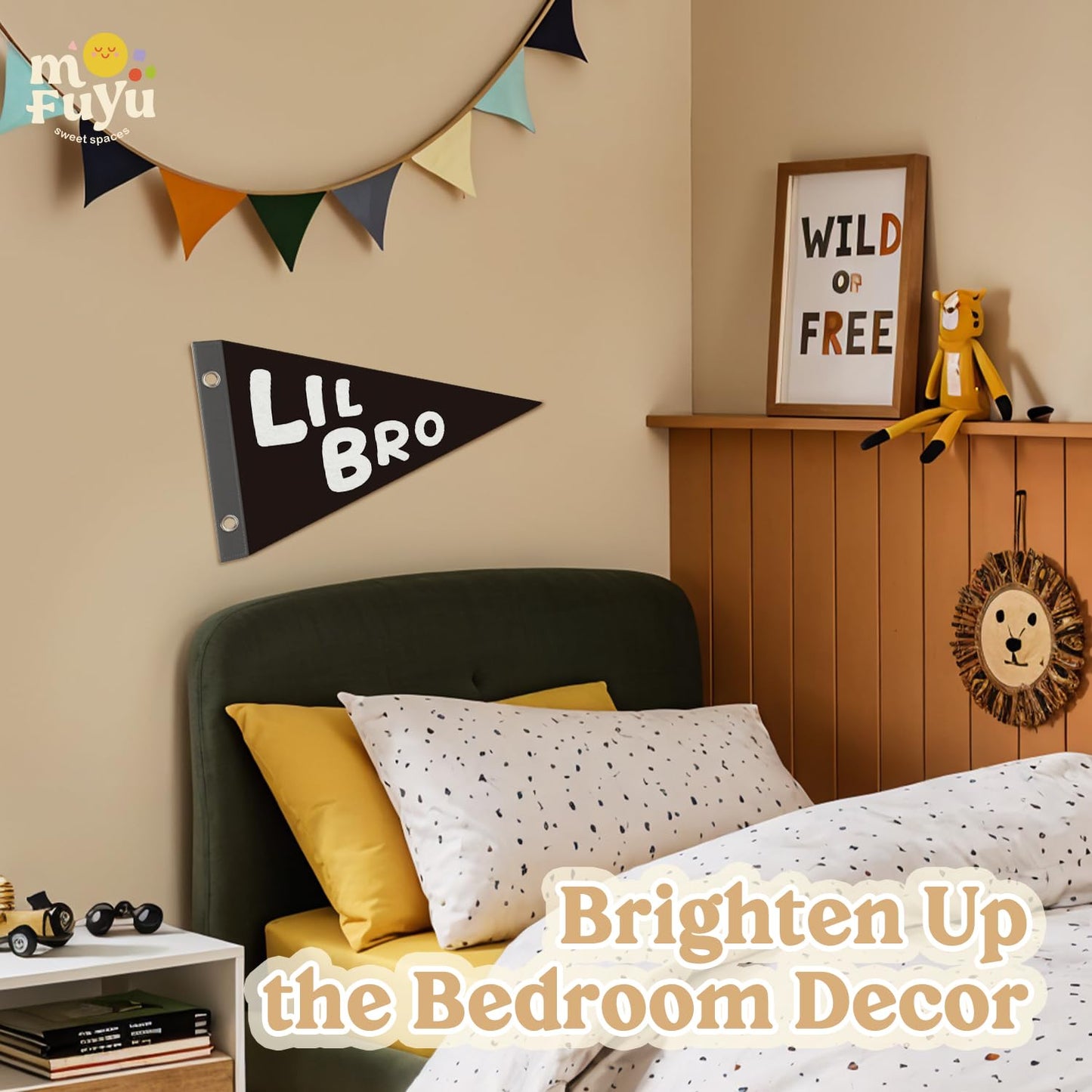 Boy Nursery Decor Pennant Banner Flags Decor, Playroom Essentials, Dude Felt Banner Wall Art Decor for Toddler Kids Room Nursery,Boy Playroom Decor 7.4x14 Inch BST326H