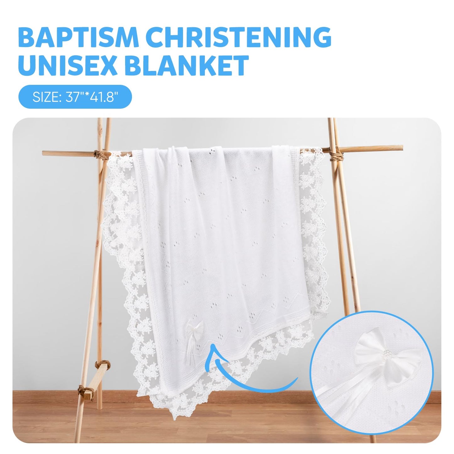 Baby Blanket White Baptism Gifts for Girl Boys First Communion Christening Christian Gifts for Kids White Soft Crochet Knitted Towel BST326H