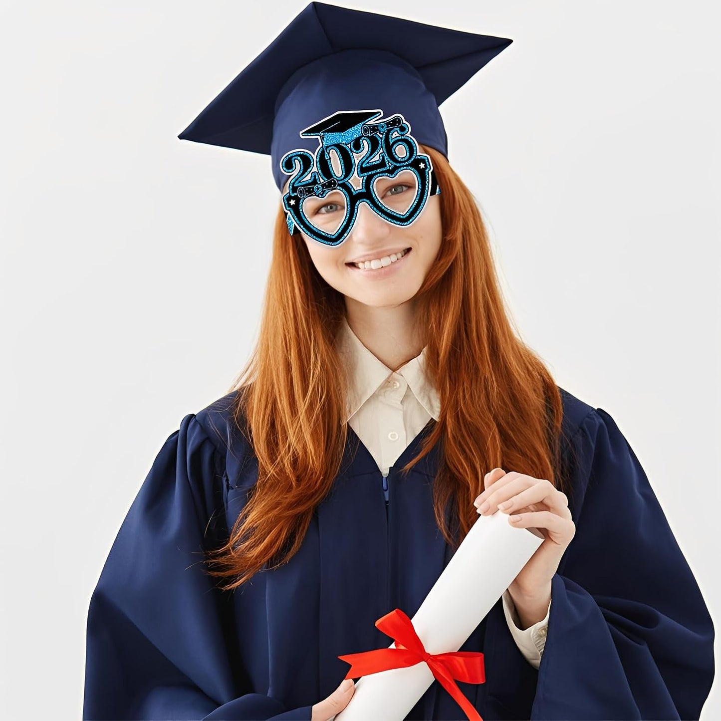 2026 Graduation Party Decorations Glasses, 12 Pcs Class of 2026 Grad Party Eyeglasses Photo Props, Graduation Photo Booth Props for Women Men College Graduation Favors Supplies (Blue) BST326L