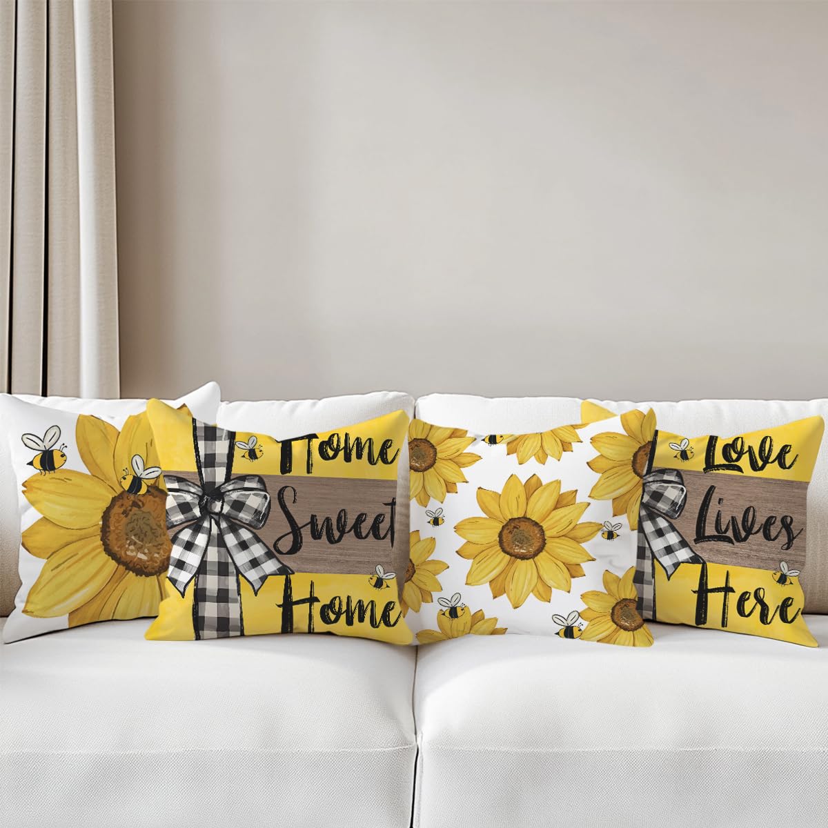 4 PCs Lemon Decor Pillow Covers 18x18, Italian Gifts Throw Pillow Covers | Italy Lemon Pillow Cases Decorative Pillow Protectors Living Room Bedroom Office Home Decor for Cushion Car Bed BST202