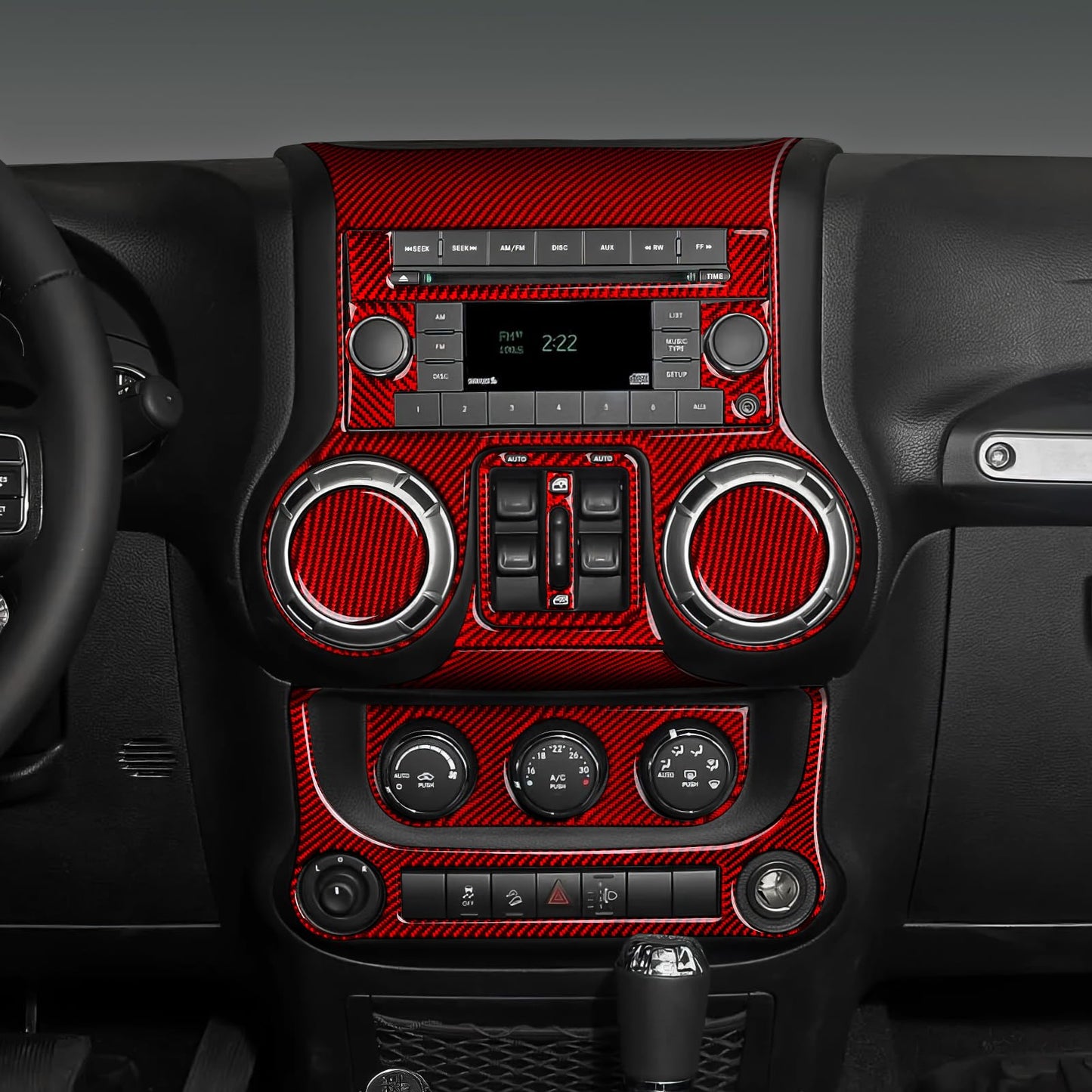 Car Gear Shift Lower Panel Sticker Carbon Fiber Decal Interior Trim Cover for Jeep Wrangler 2011 2012 2013 2014 2015 2016 2017 Accessories (Red) BST220