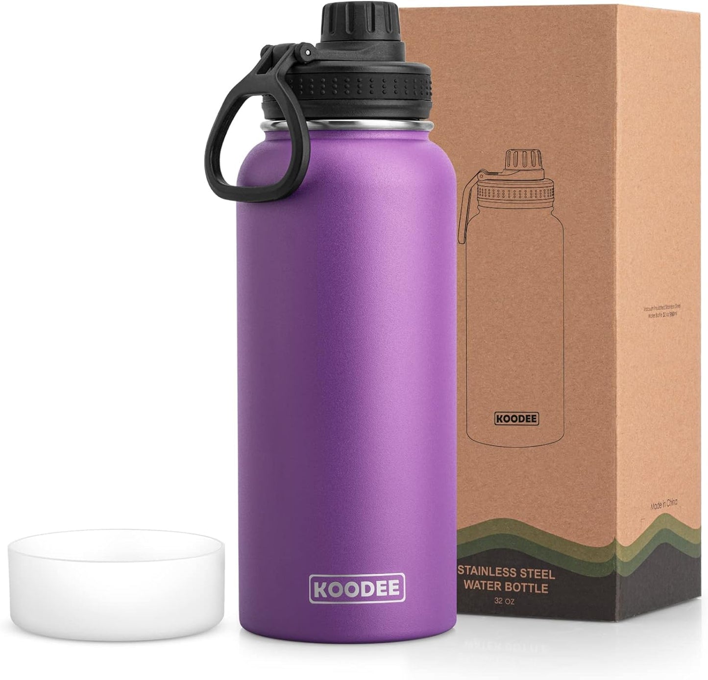 koodee Water Bottle-12 oz Stainless Steel Double Wall Vacuum Insulated Water Bottle for School-Wide Mouth Flask with Straw Lid (Teal) BST220