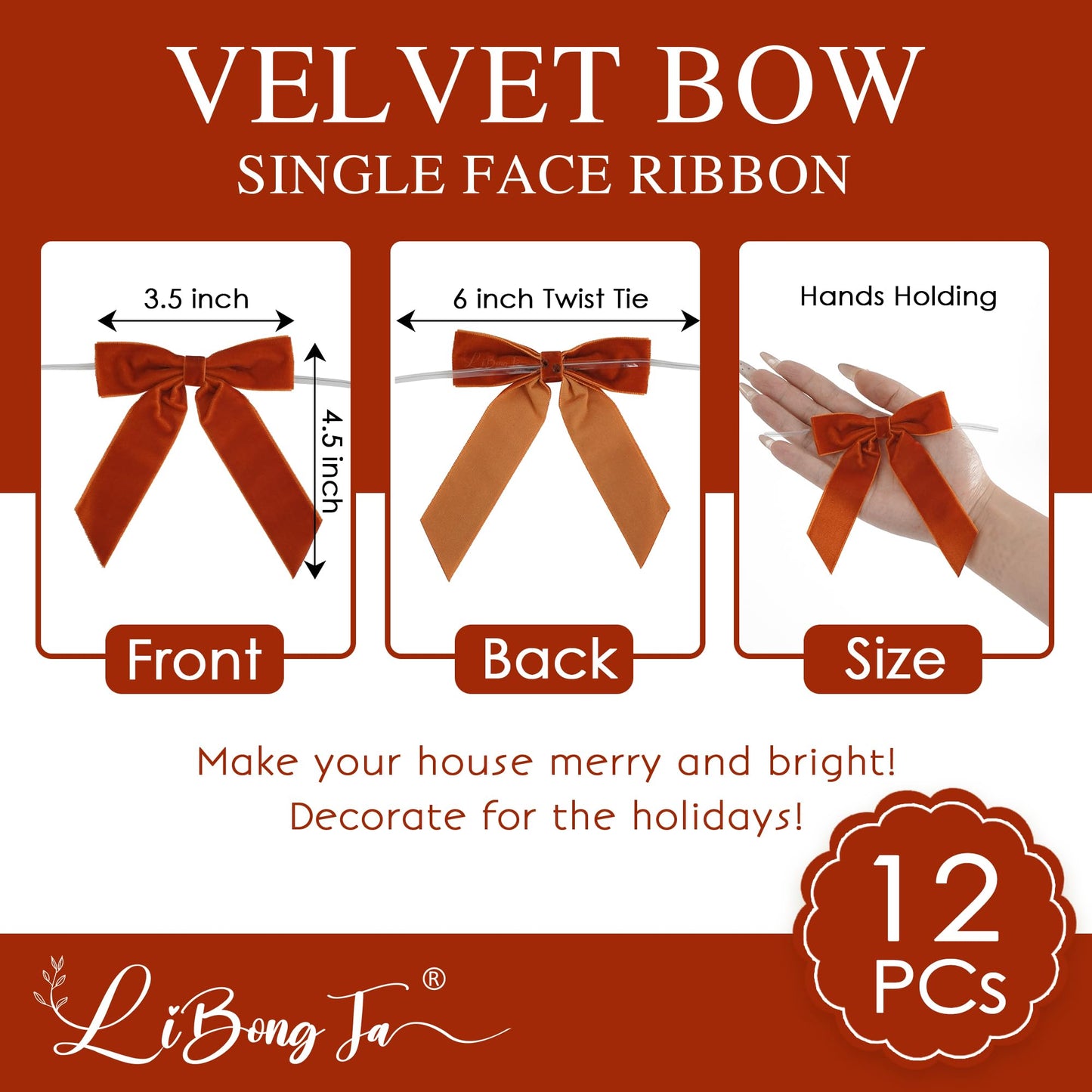 3.5" Dusty Rose Pre Tied Bows Velvet Pink Ribbon Bows, Gift Bows for Presents, Valentine Bows with Twist Ties for Wreaths, Party Decor, Crafts, Valentine Package Bows-12 Counts BST220