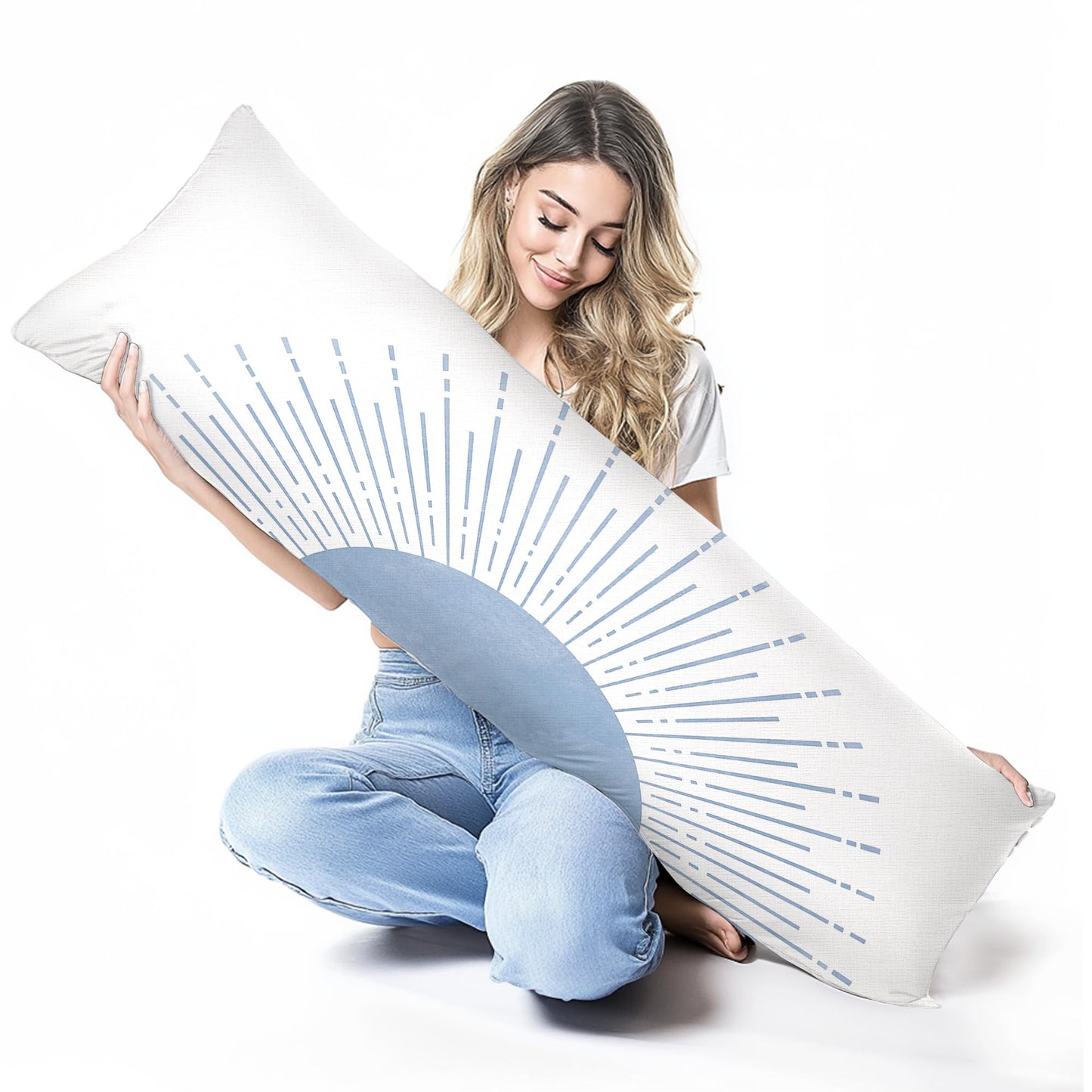 Boho Sun Sunshine 21x54 Body Pillow Cover Case, Modern Neutral Boho Horizontal Sun Sunset Sunrise Decorative Long Hug Pillow Cases for Bed Couch BST220