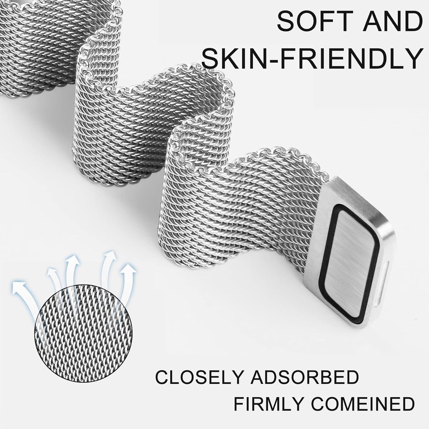 surundo Compatible with Galaxy Watch Ultra Bands 47mm(2024) for Women Men, Metal Mesh Milanese Loop Magnetic Clasp Adjustable Strap Replacement for Samsung Galaxy Watch 7 Ultra 47 mm, Silver WN420