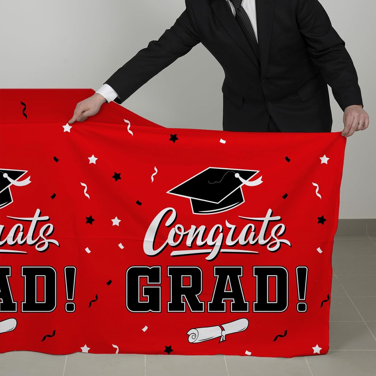 Gatherfun 2026 Graduation Decorations : 2-Pack Congrats Grad Disposable Tablecovers - Class of 2026 Red Themed Table Cloths, for Graduation Party Supplies & Graduation Backdrop, 54" X 108" BST326L
