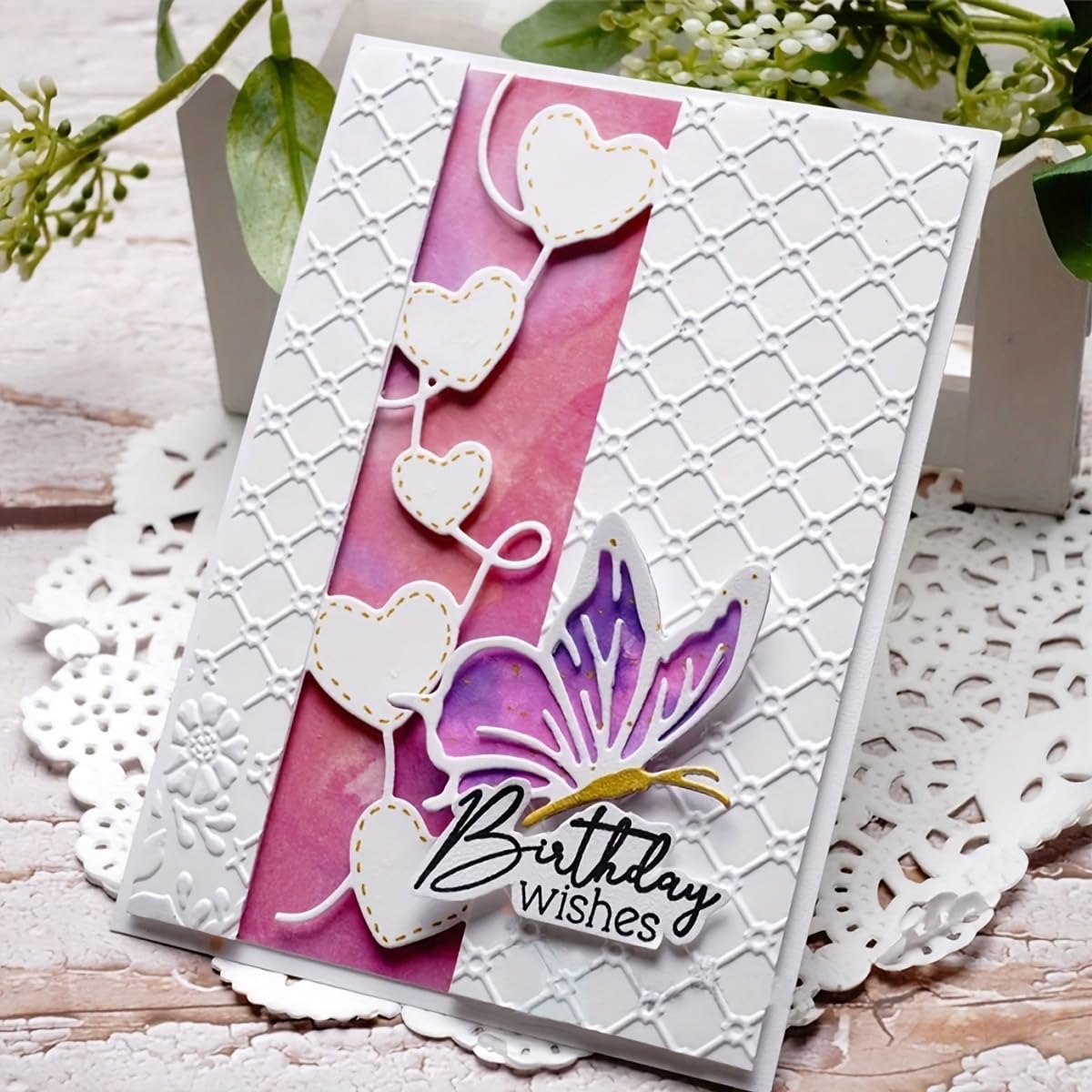 Lapoo Cutting Die for Scrapbooking, 3D Backgrounds Frame New Cutting Dies DIY Album Card Making Decor Paper Craft Metal Die Cuts Party Decorations (Flower Shadow 5.4 x 2.8 in) BST220