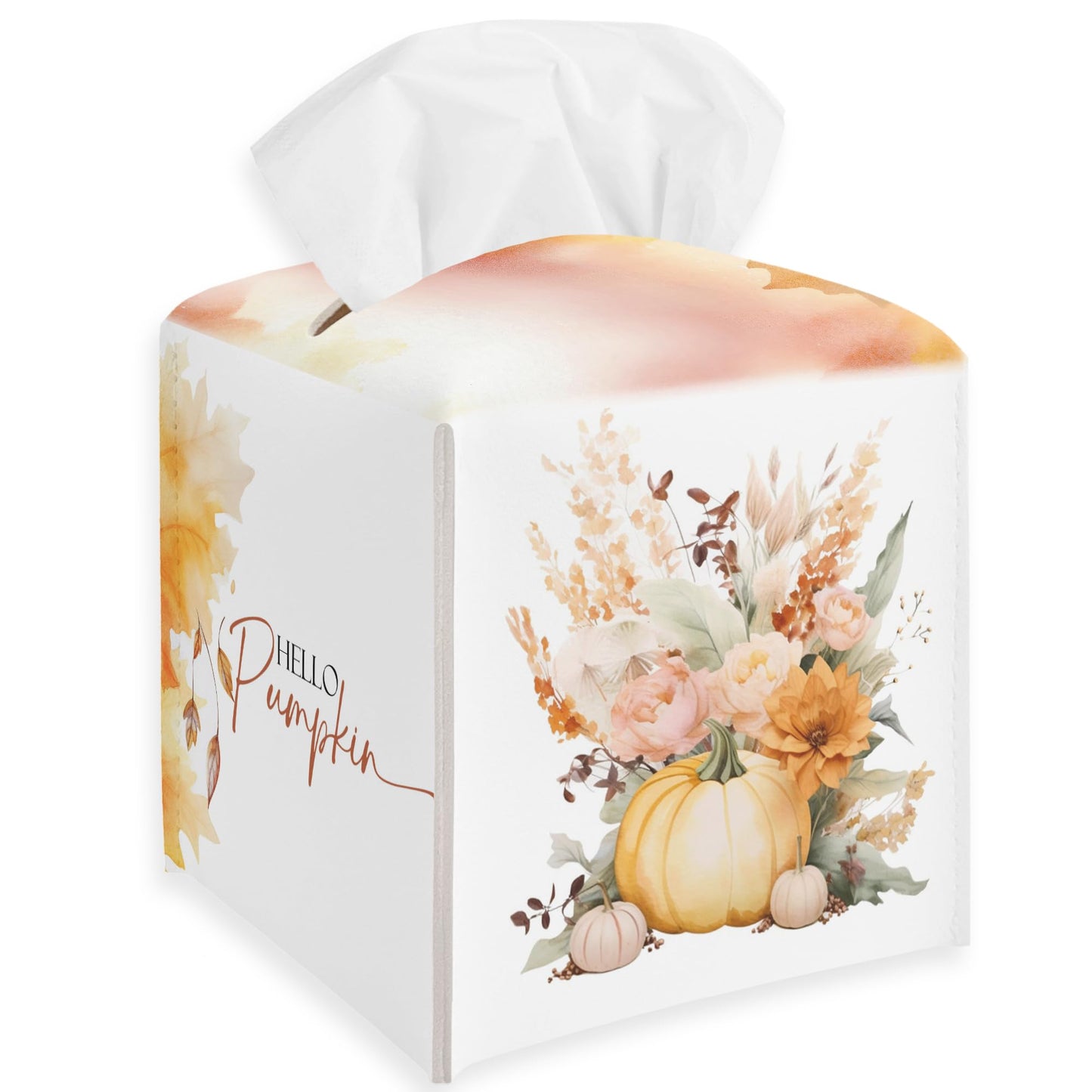 Spooky Tissue Box Cover Square - Ghosts & Bats Tissue Box Holder - Halloween Pumpkin Facial Paper Organizer Dispenser for Home Car Bathroom Office Bedroom Desk Tabletop Supplies & Decor - A11 BST220