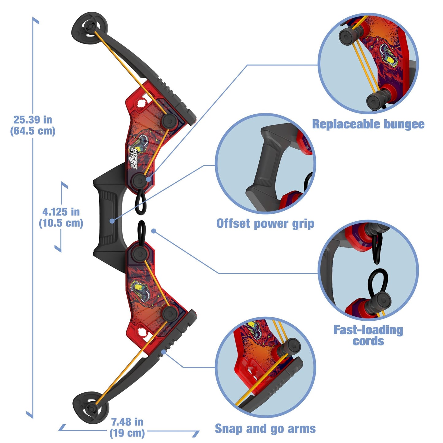 Zing HyperStrike FireTek Bow Archer Pack, Light Up Bow and Light Up Zonic Whistle Arrows, Shoots Arrows Over 200ft, Outdoor Play with Friends and Family, for Ages 14+ (Blue) DD1210
