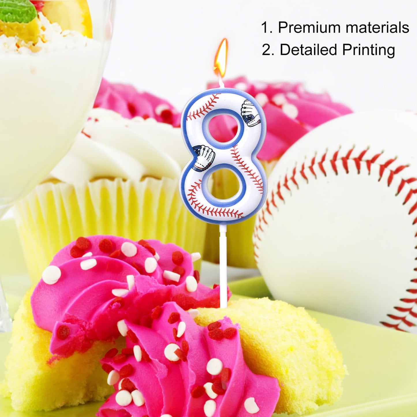 Baseball Birthday Candles, Baseball Themed Cake Topper for Boys Girls Number Candle for Sport Party Decorations & Supplies (Number 6) BST220