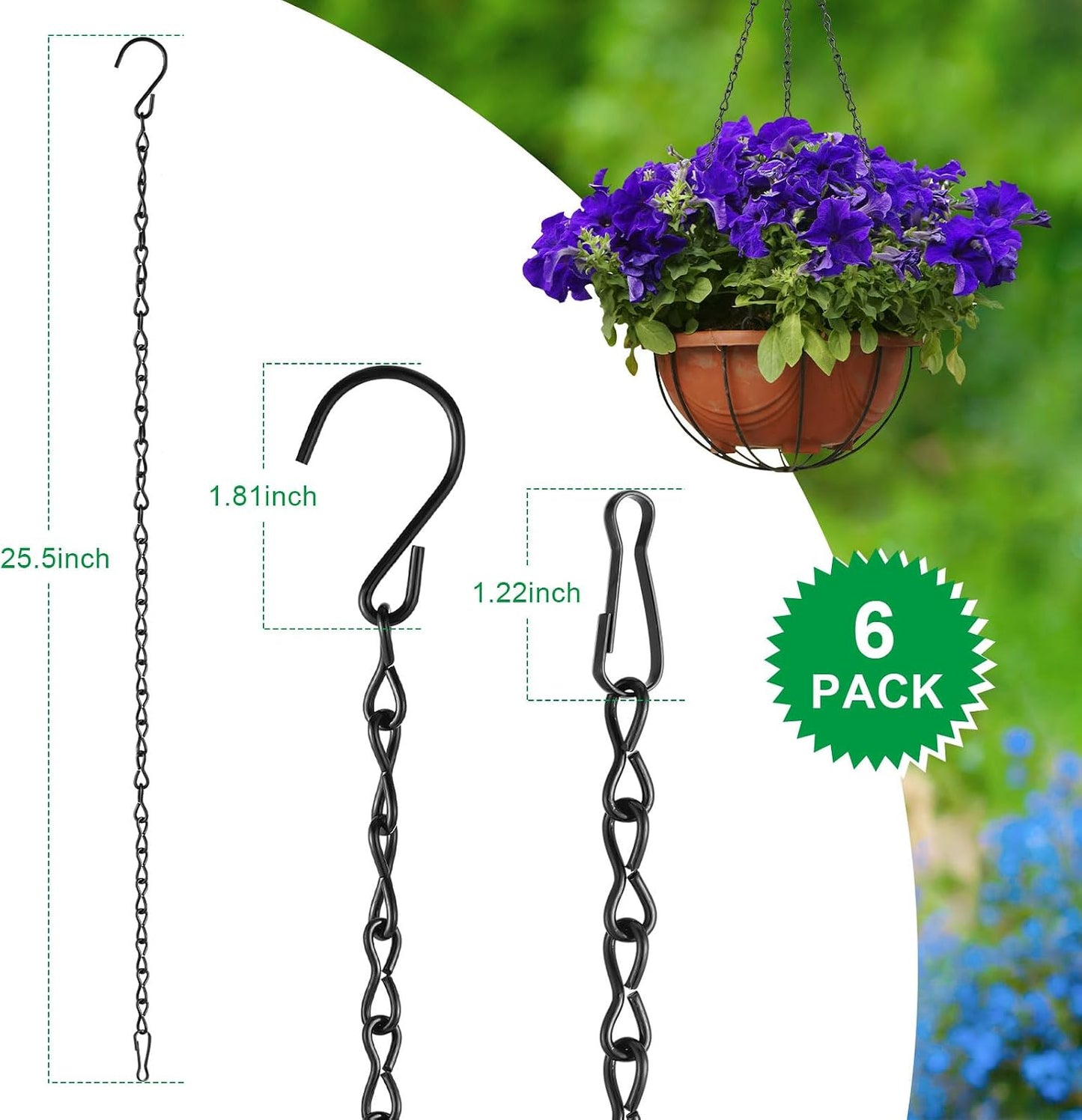 EBOOT 6 Pack Hanging Chain for Bird Feeders, Planters, Lanterns and Ornaments (25.5 Inch) WN420