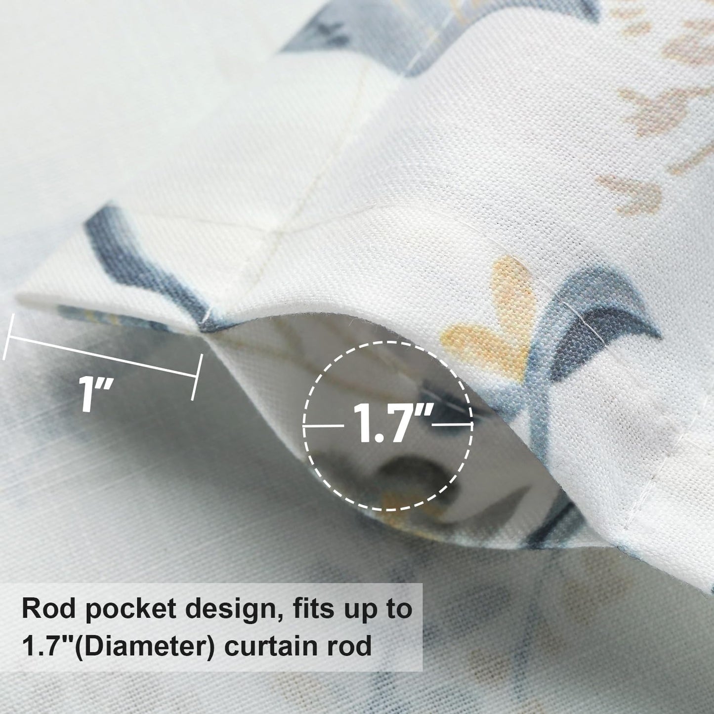 Leeva Tie Up Valance for Windows, Elegant Birds Pattern Light Filtering Window Treatment Valances for Bedroom Kitchen, One Panel, 52 x 18, Light Blue BST220