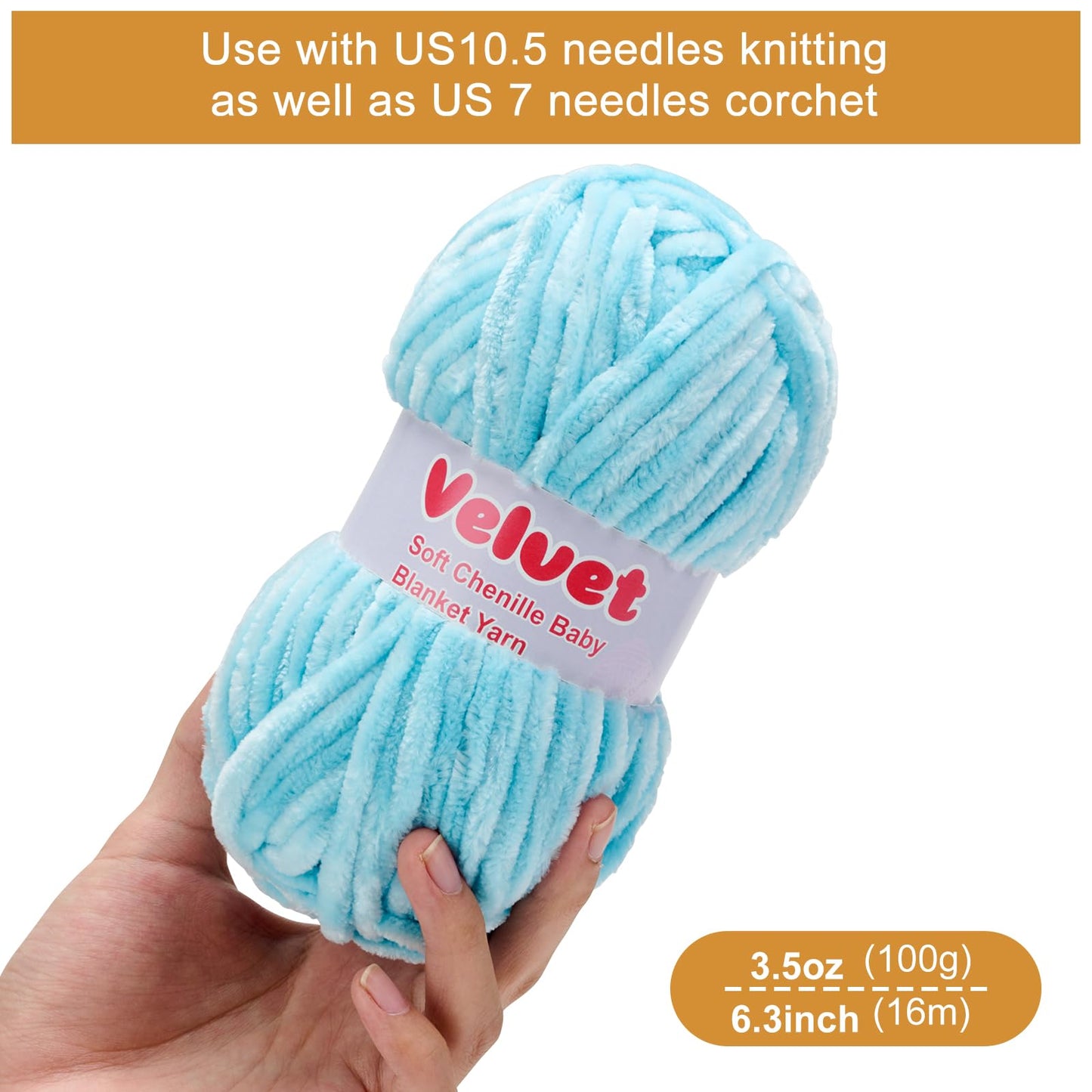 Soft Velvet Chenille Yarn for Crocheting & Knitting - Bulky Yarn for DIY Weaving Crafts Beige (3.5oz 66yds/Skein) BST326H