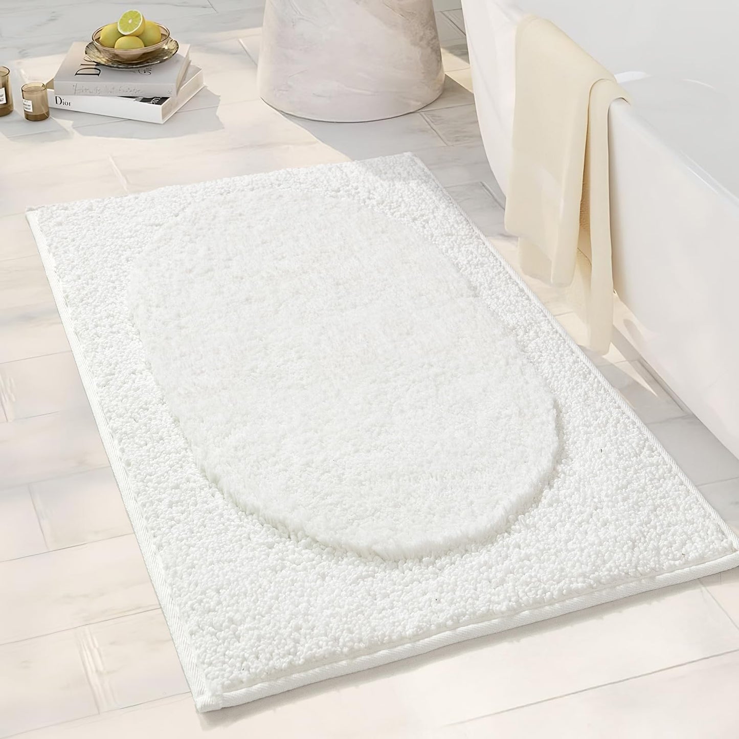 DEXDE Bathroom Rugs Non-Slip Mat for Bathroom Floor Shower,24x16 Beige | Thick Soft Absorbent Bath Mat, Quick Dry Microfiber Rug, Machine Washable Shower Floor Bathroom Mat Home Decor Accessories BST220