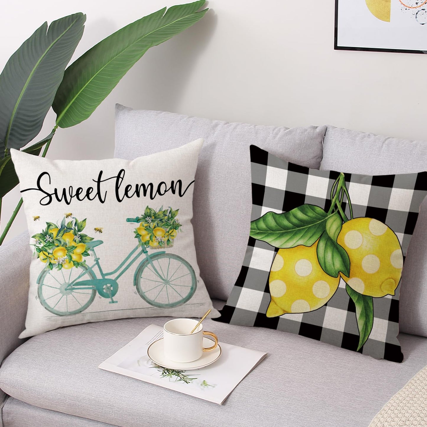 Spring Easter Pillow Covers 18x18 Set of 2 Rabbit Bunny Carrot Truck Spring Flowers Decorative Throw Pillow Covers for Home Office Sofa Bed Couch BST326L