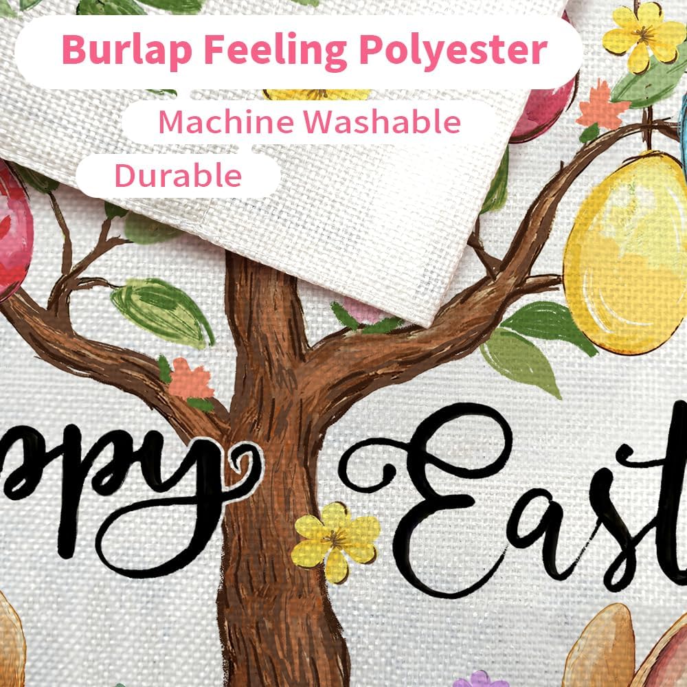 CROWNED BEAUTY Easter Garden Flag Eggs Tree 12x18 Inch Double Sided Bunny Holiday Decoration for Outdoor Lawn Yard WN420