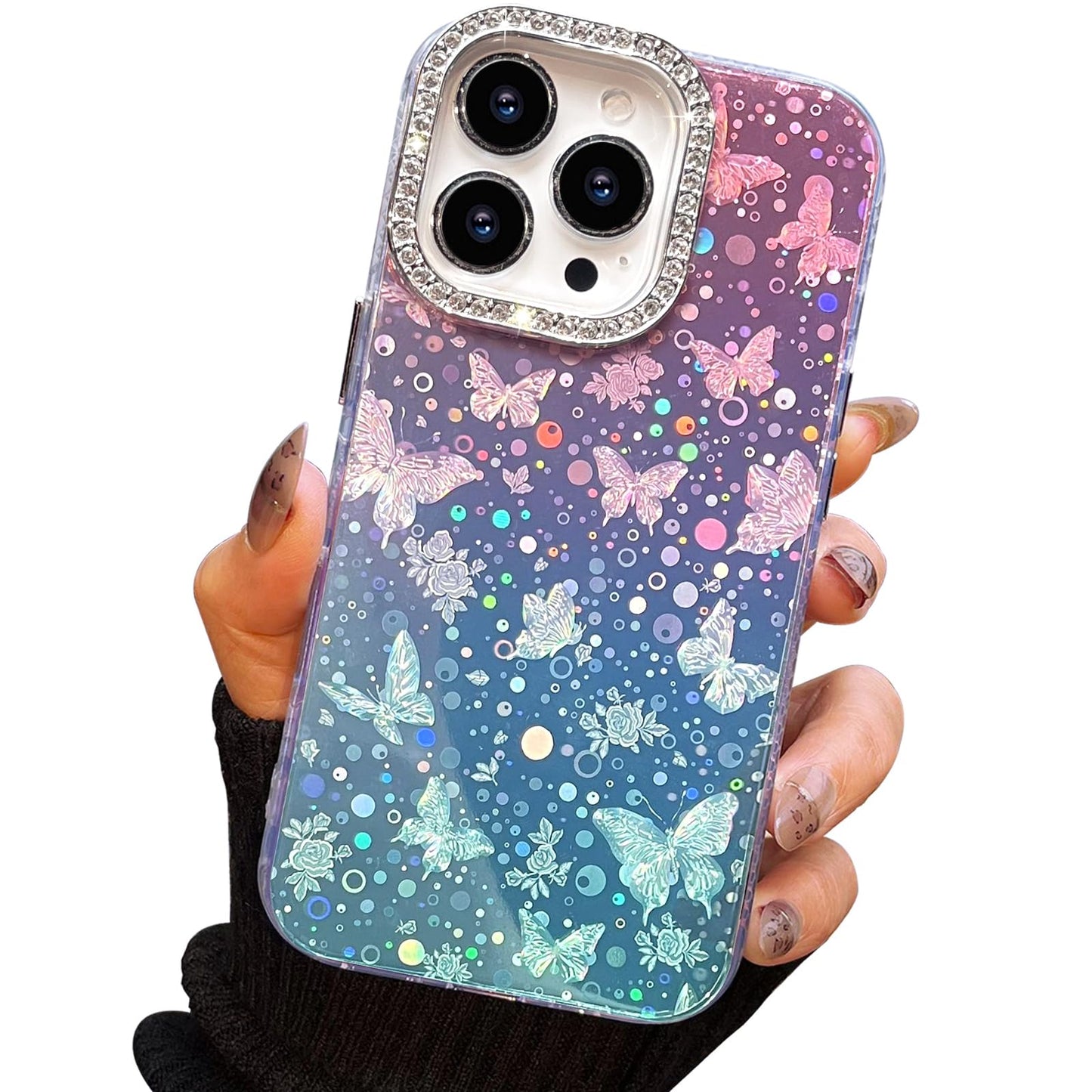 I-MGAE-IN-AR Compact Case for iPhone 16 Holographic Cloud Design,Cute Trendy Soft Slim TPU Shockproof Protective Phone Cases Cover for Women Girls Aesthetic Glitter WN420