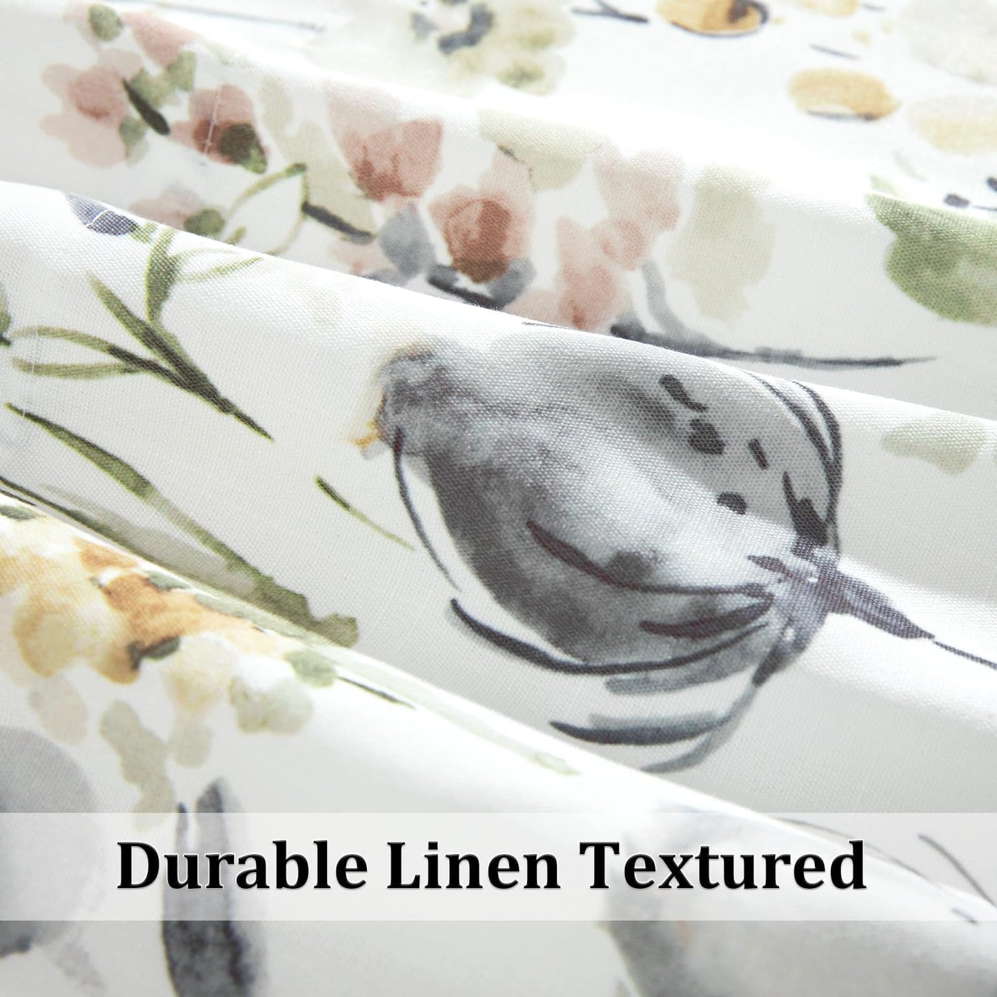 Leeva Farmhouse Kitchen Valances for Windows, Watercolor Blossoming Floral Print Curtains, Soft Faux Linen Curtain Toppers and Valances for Bedroom, 60 x 14 Inch, Brown & Grey, 1 Panel BST220
